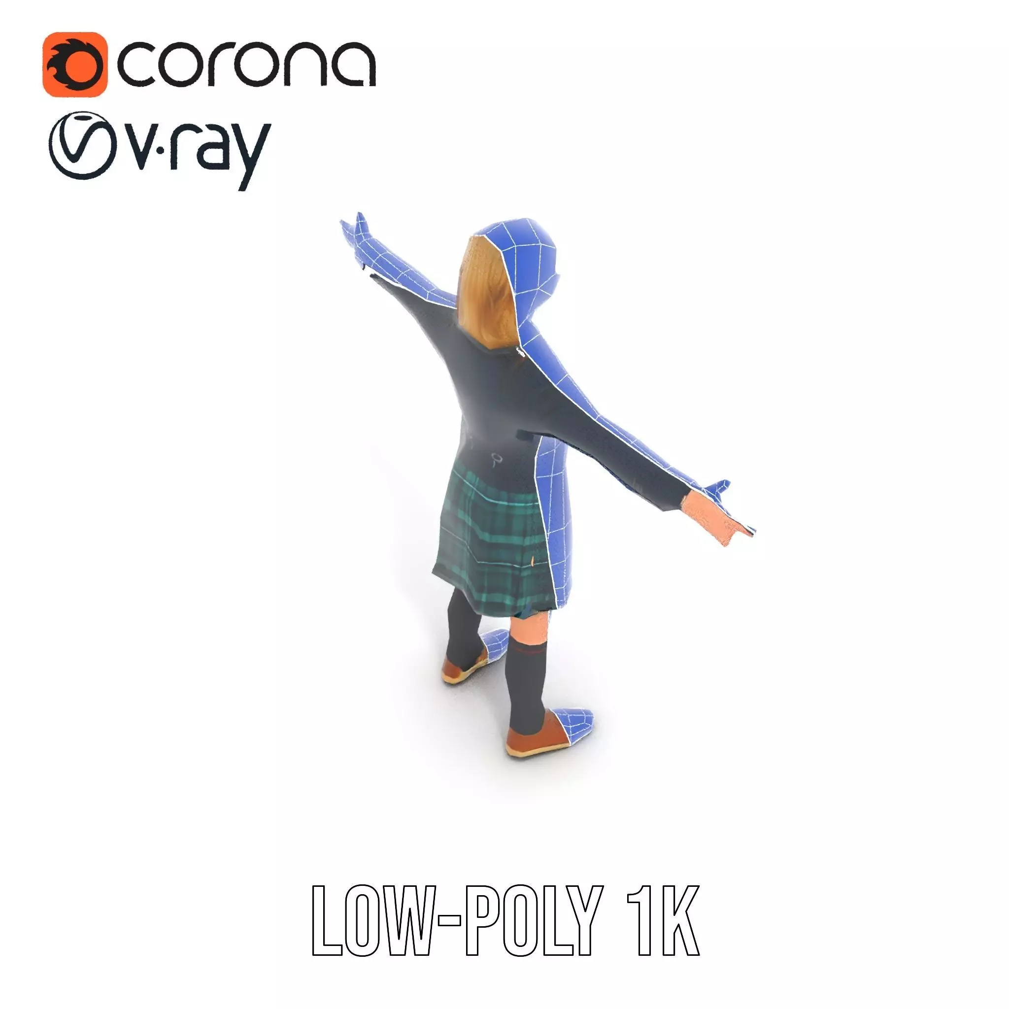 Classic Schoolgirl Uniform model pack Low-poly 3D model_20