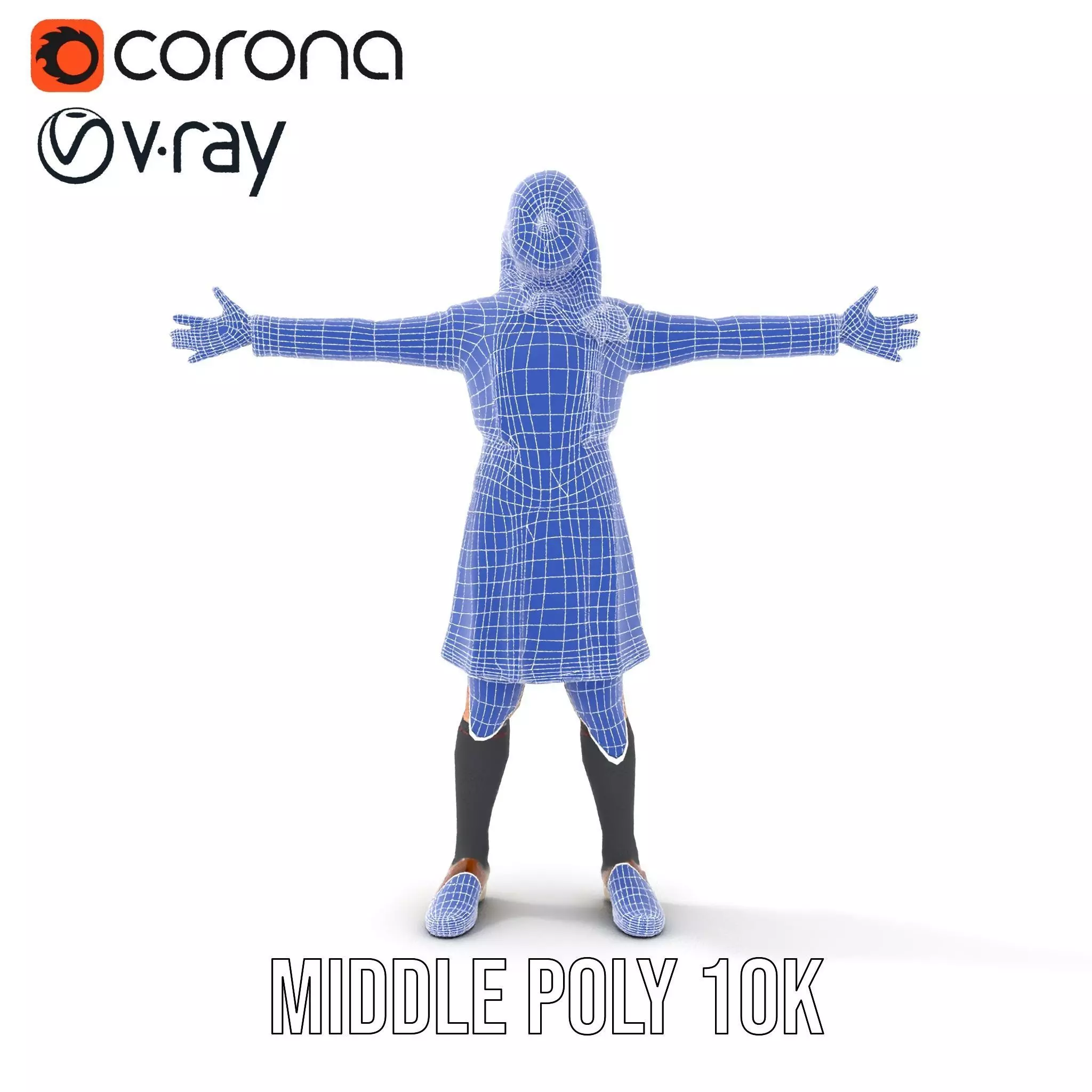 Classic Schoolgirl Uniform model pack Low-poly 3D model_22