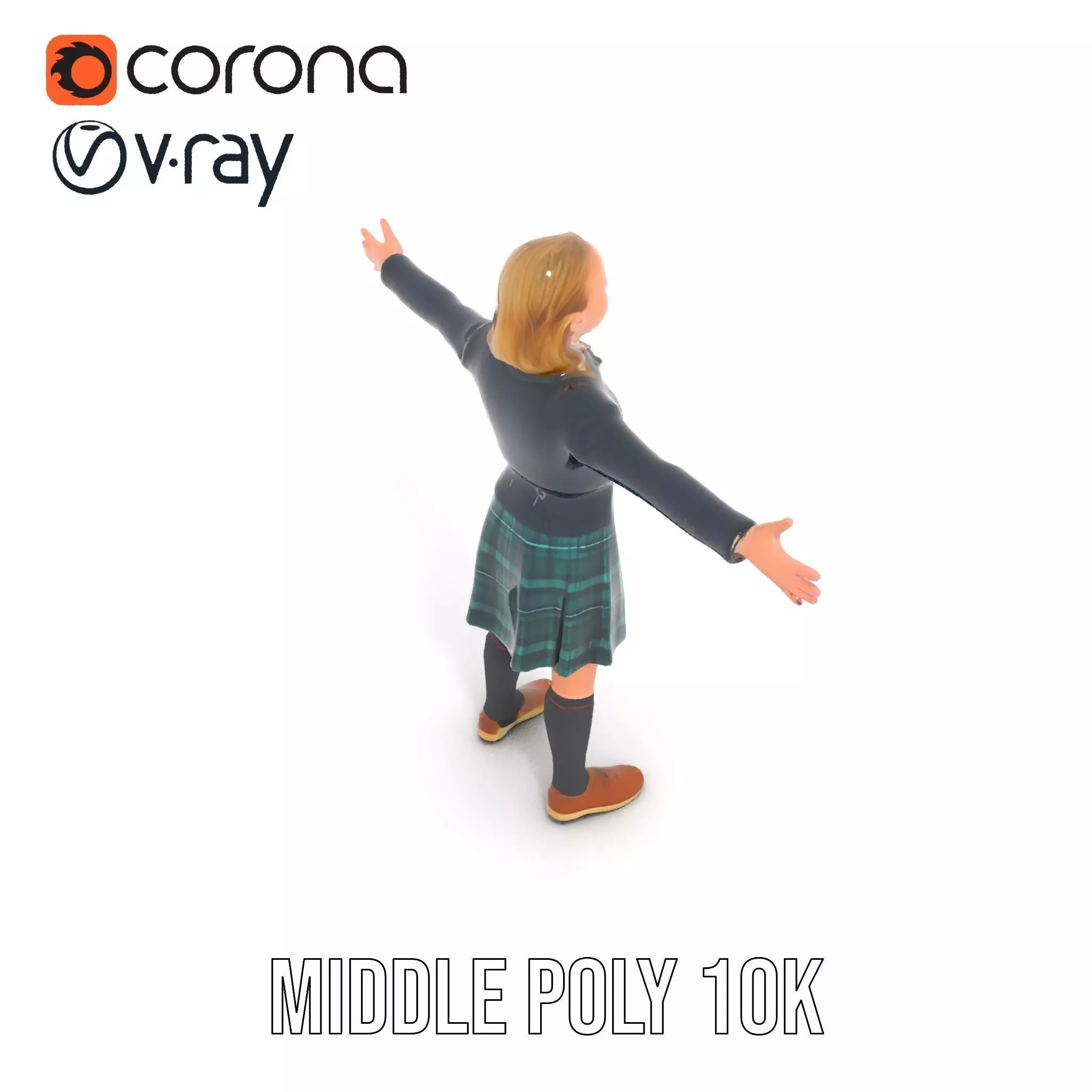 Classic Schoolgirl Uniform model pack Low-poly 3D model_13