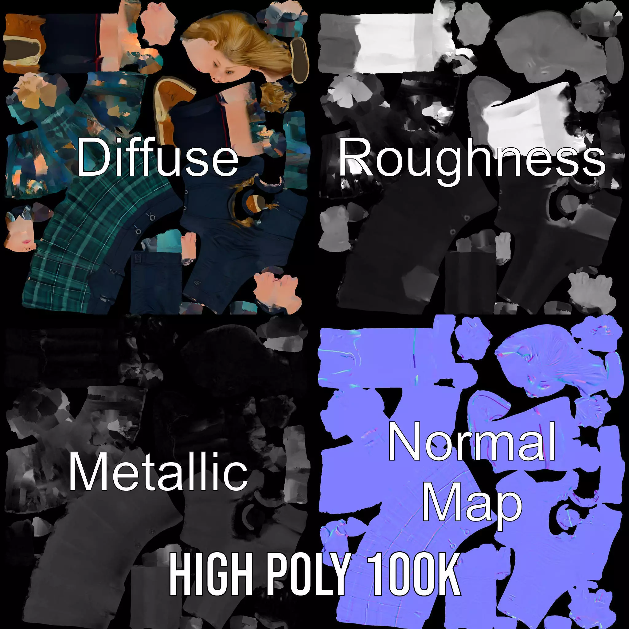 Classic Schoolgirl Uniform model pack Low-poly 3D model_3