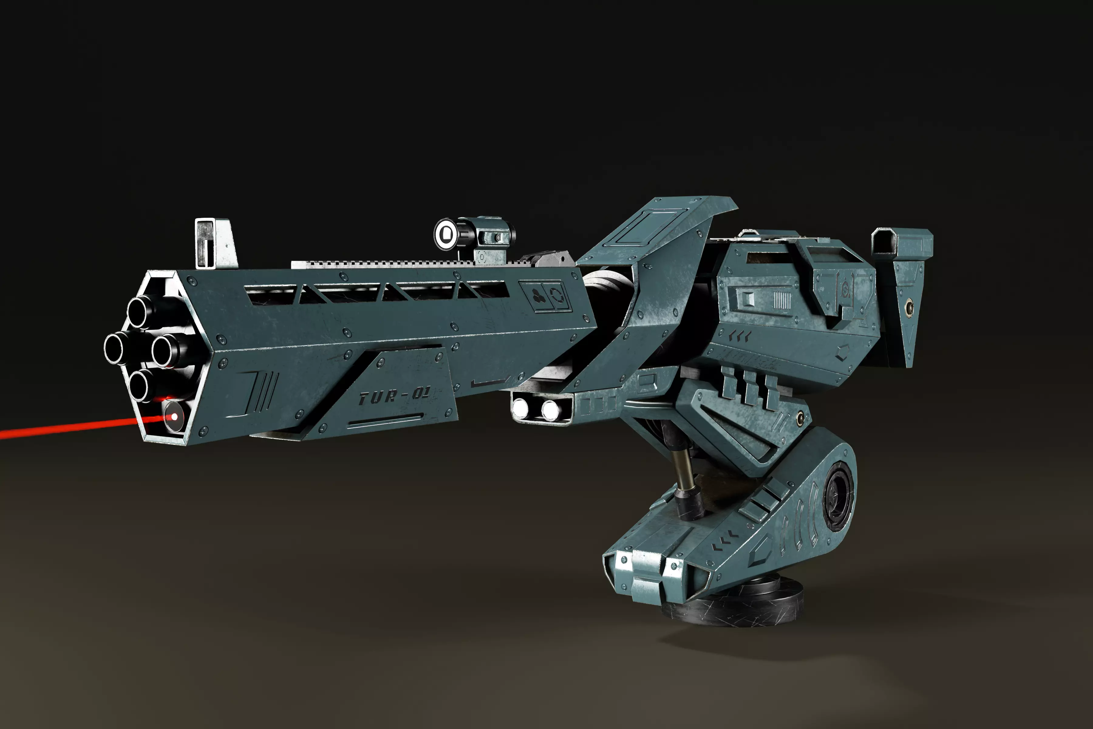 Sci-Fi Turret Gun Low-poly 3D model