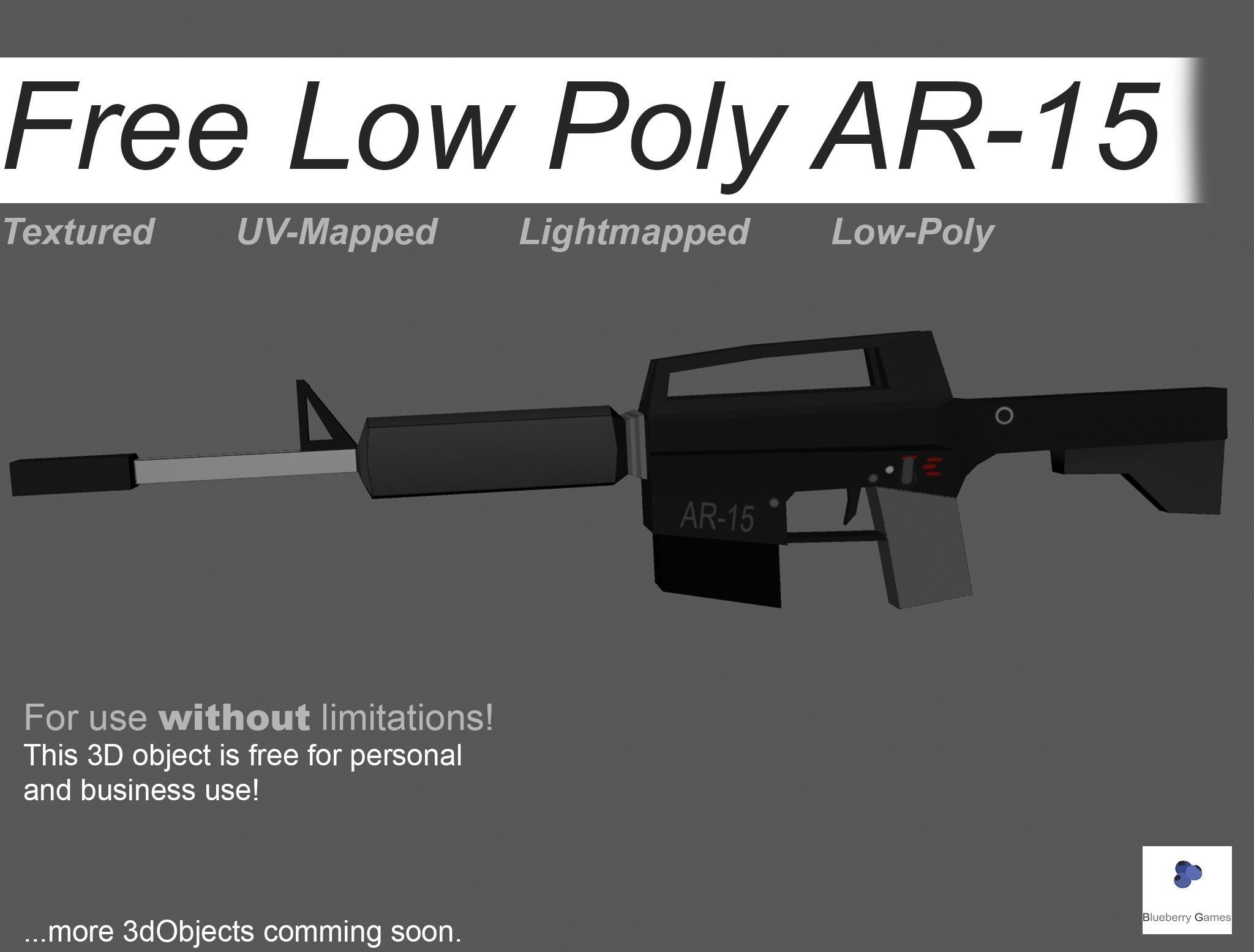 Low Poly - AR15 Assault Rifle Free low-poly 3D model_0