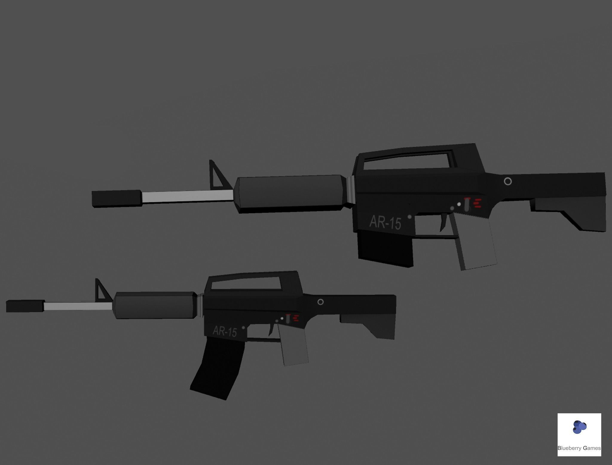 Low Poly - AR15 Assault Rifle Free low-poly 3D model_2