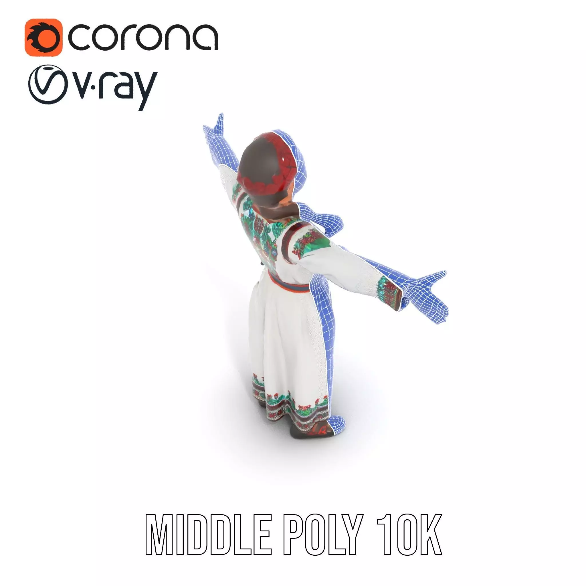 Traditional Embroidered Dress model pack Low-poly 3D model_10