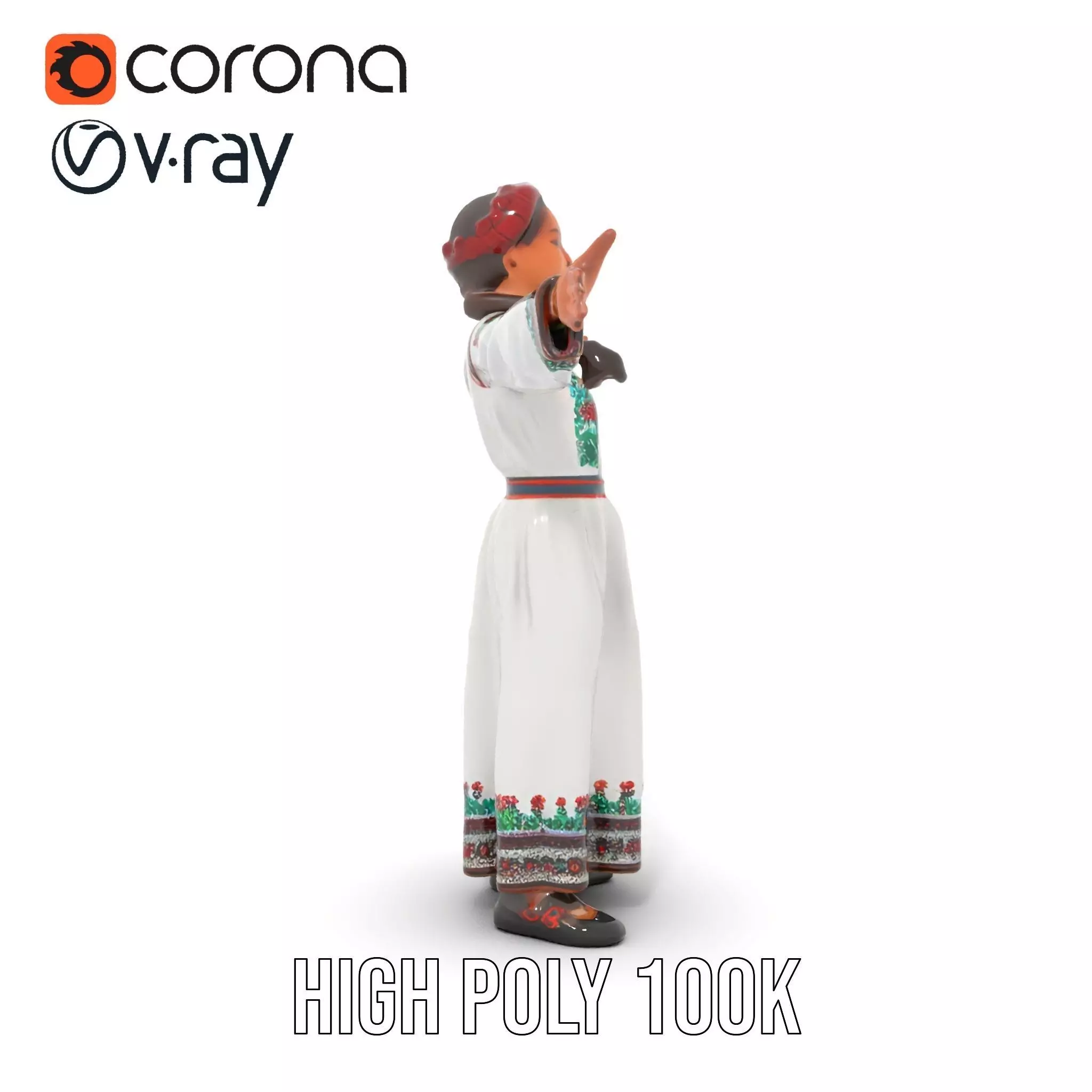 Traditional Embroidered Dress model pack Low-poly 3D model_31