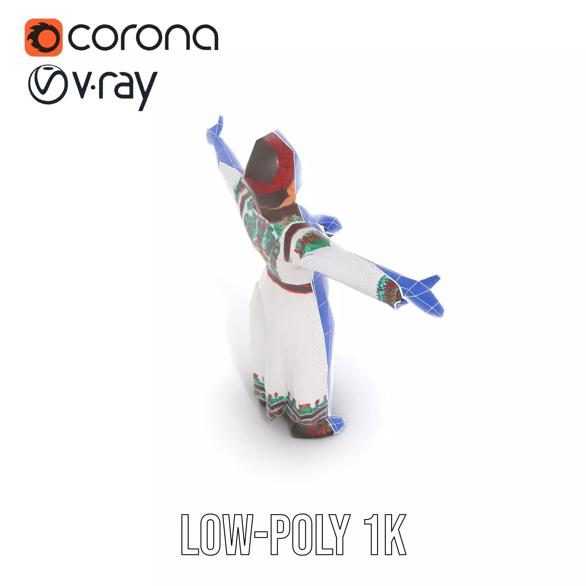 Traditional Embroidered Dress model pack Low-poly 3D model_30