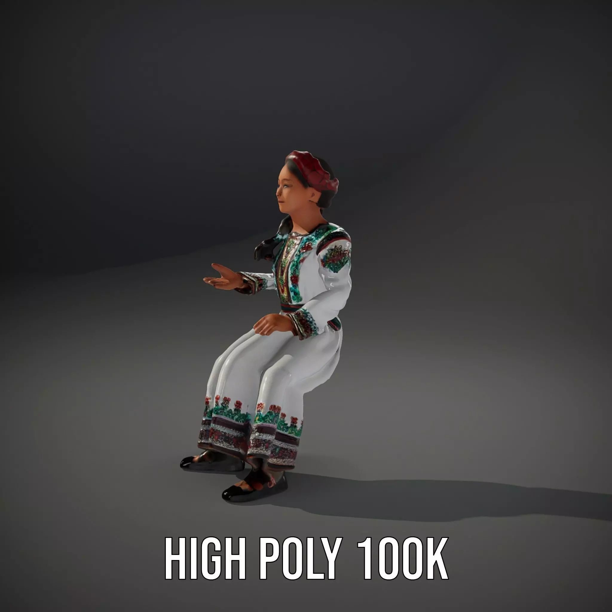 Traditional Embroidered Dress model pack Low-poly 3D model_12