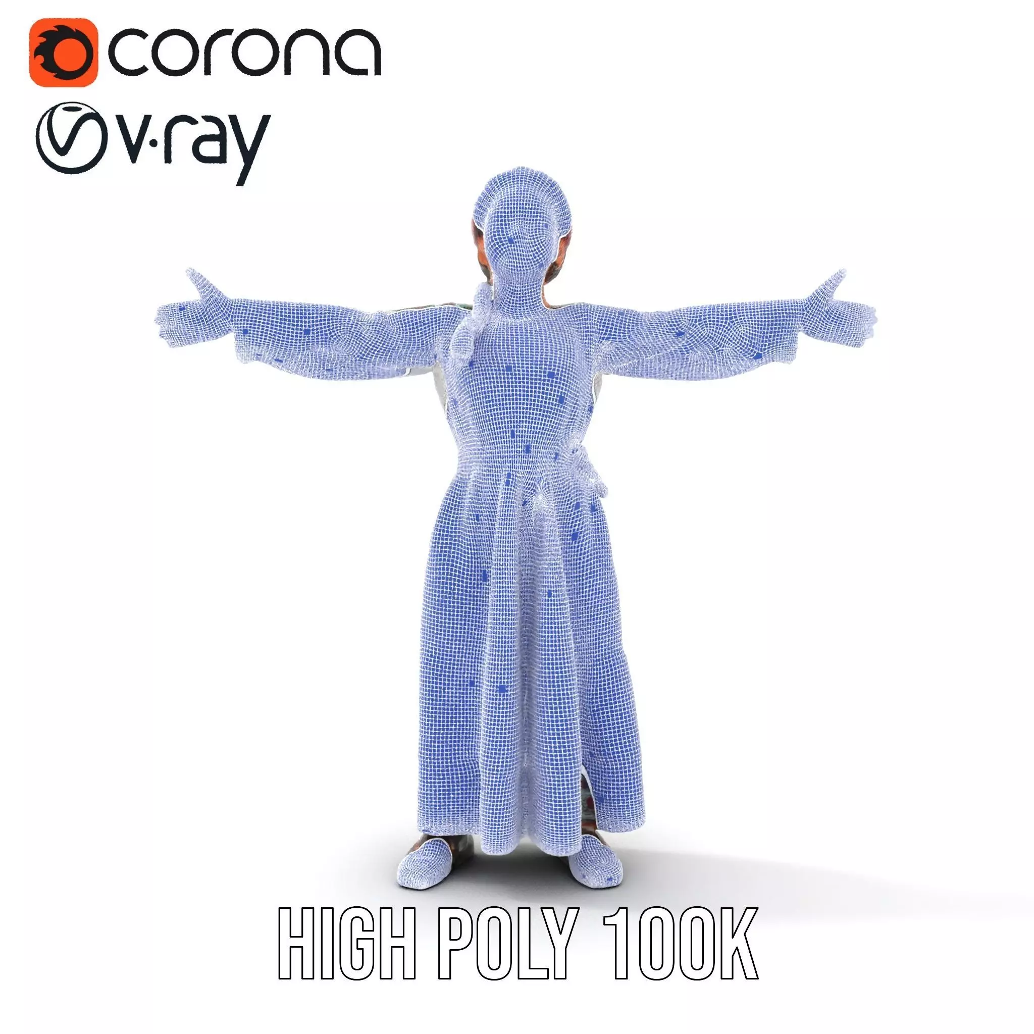 Traditional Embroidered Dress model pack Low-poly 3D model_28