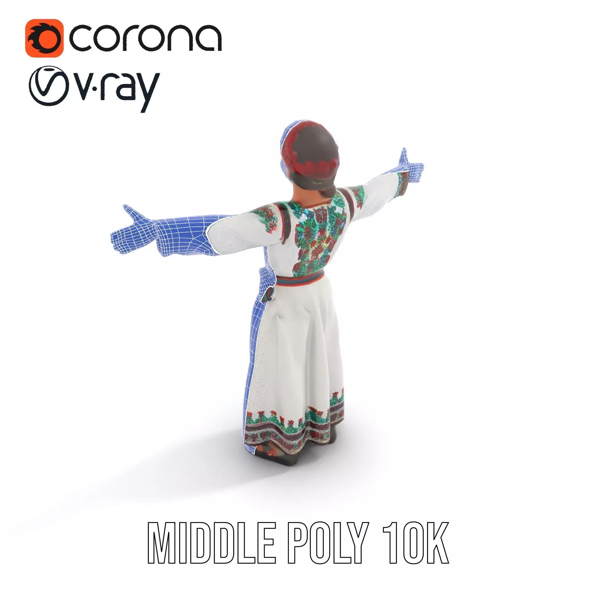 Traditional Embroidered Dress model pack Low-poly 3D model_13