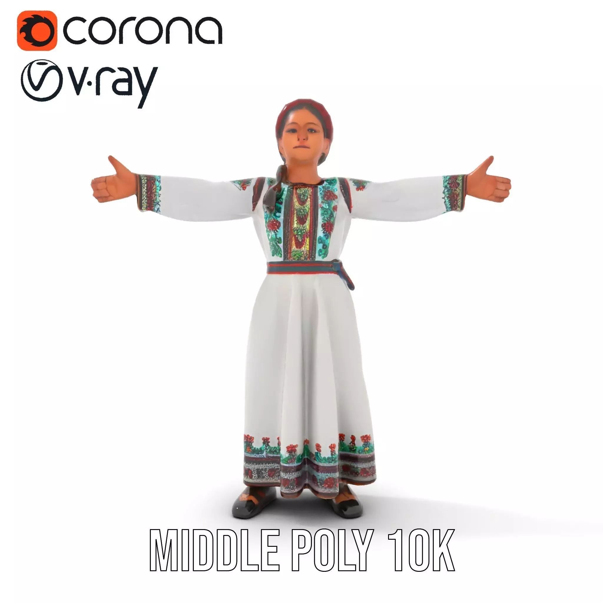 Traditional Embroidered Dress model pack Low-poly 3D model_29