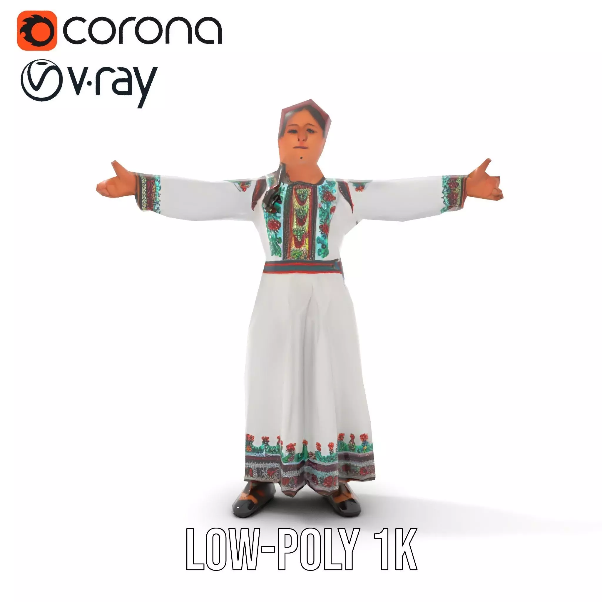 Traditional Embroidered Dress model pack Low-poly 3D model_16