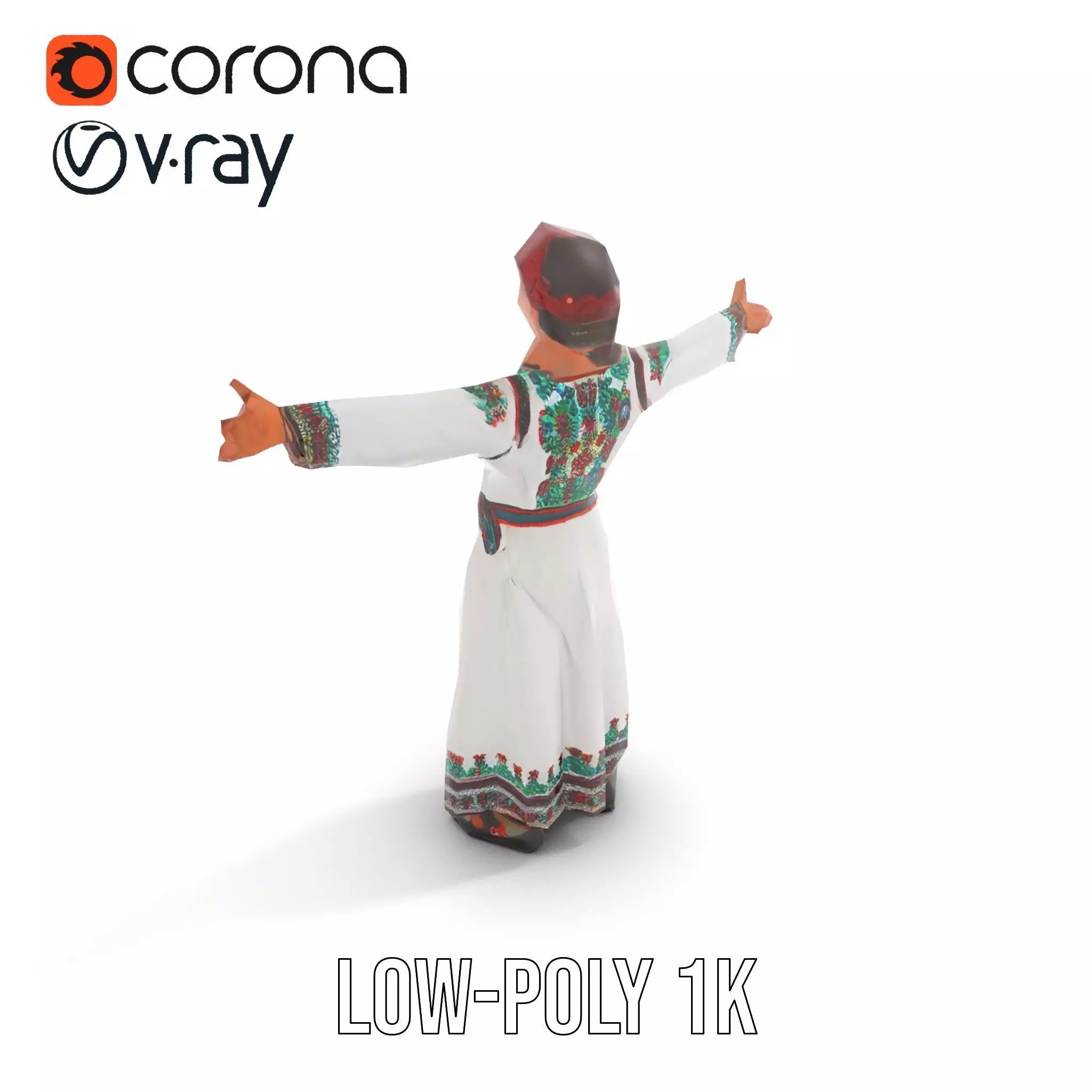 Traditional Embroidered Dress model pack Low-poly 3D model_9