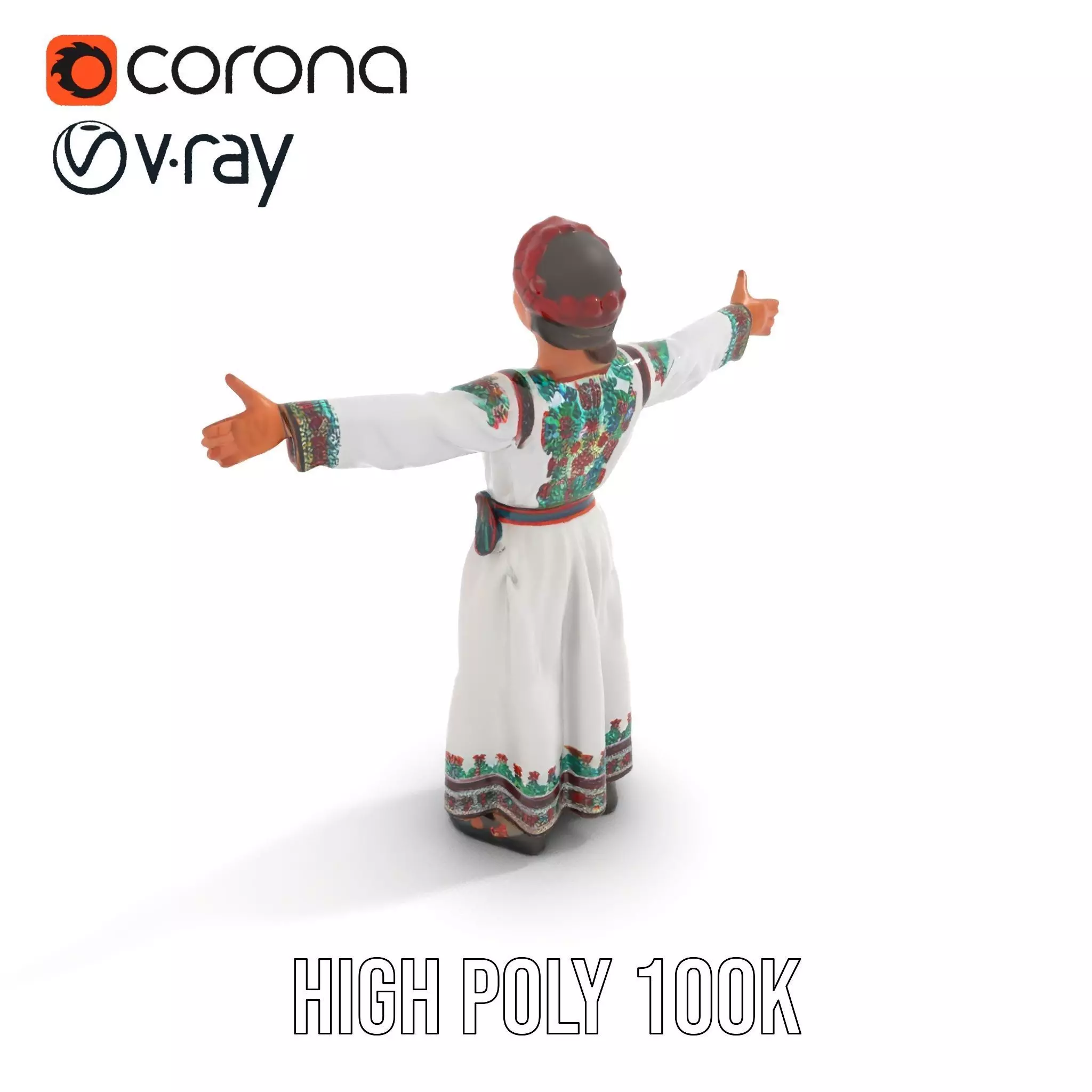 Traditional Embroidered Dress model pack Low-poly 3D model_20