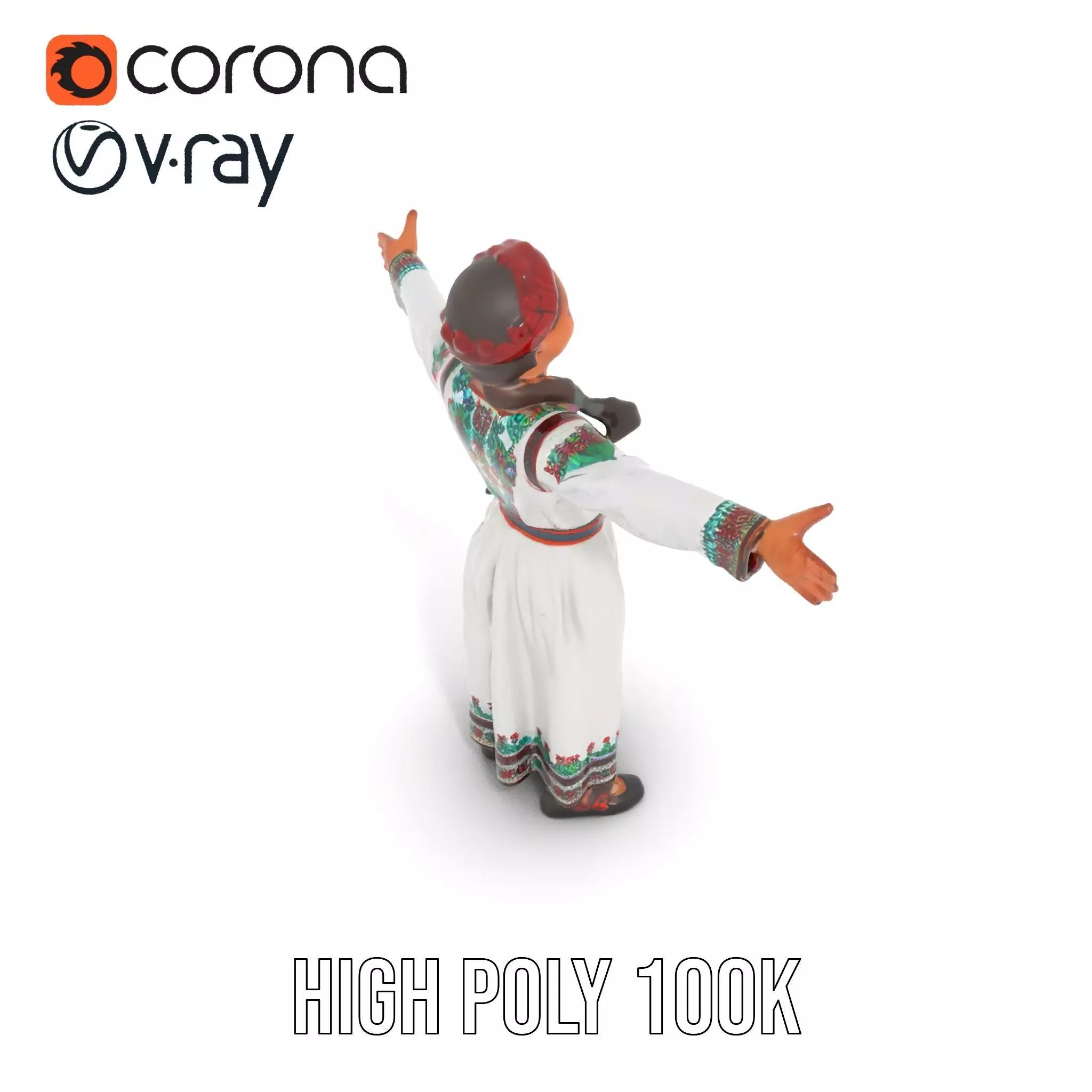 Traditional Embroidered Dress model pack Low-poly 3D model_17