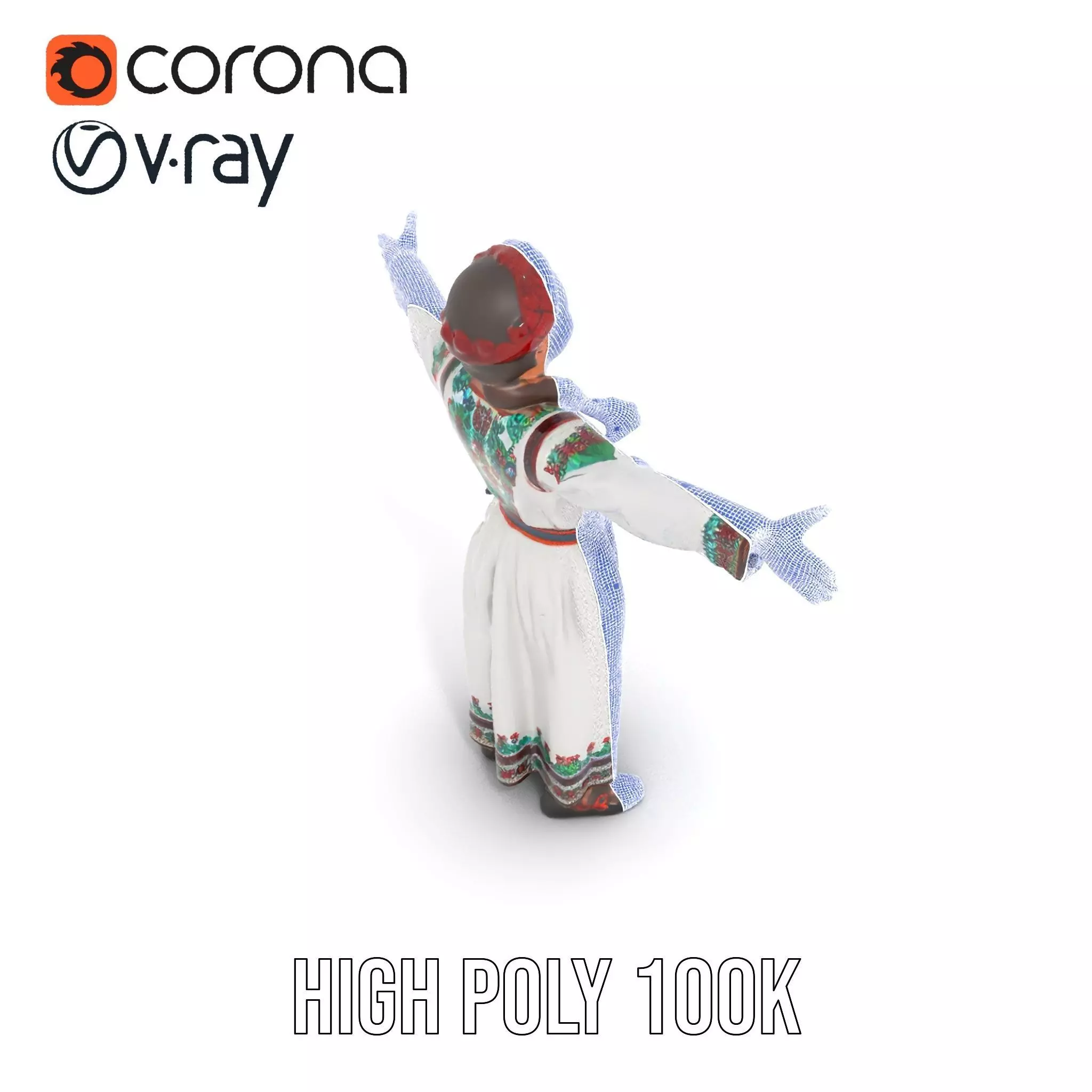 Traditional Embroidered Dress model pack Low-poly 3D model_32