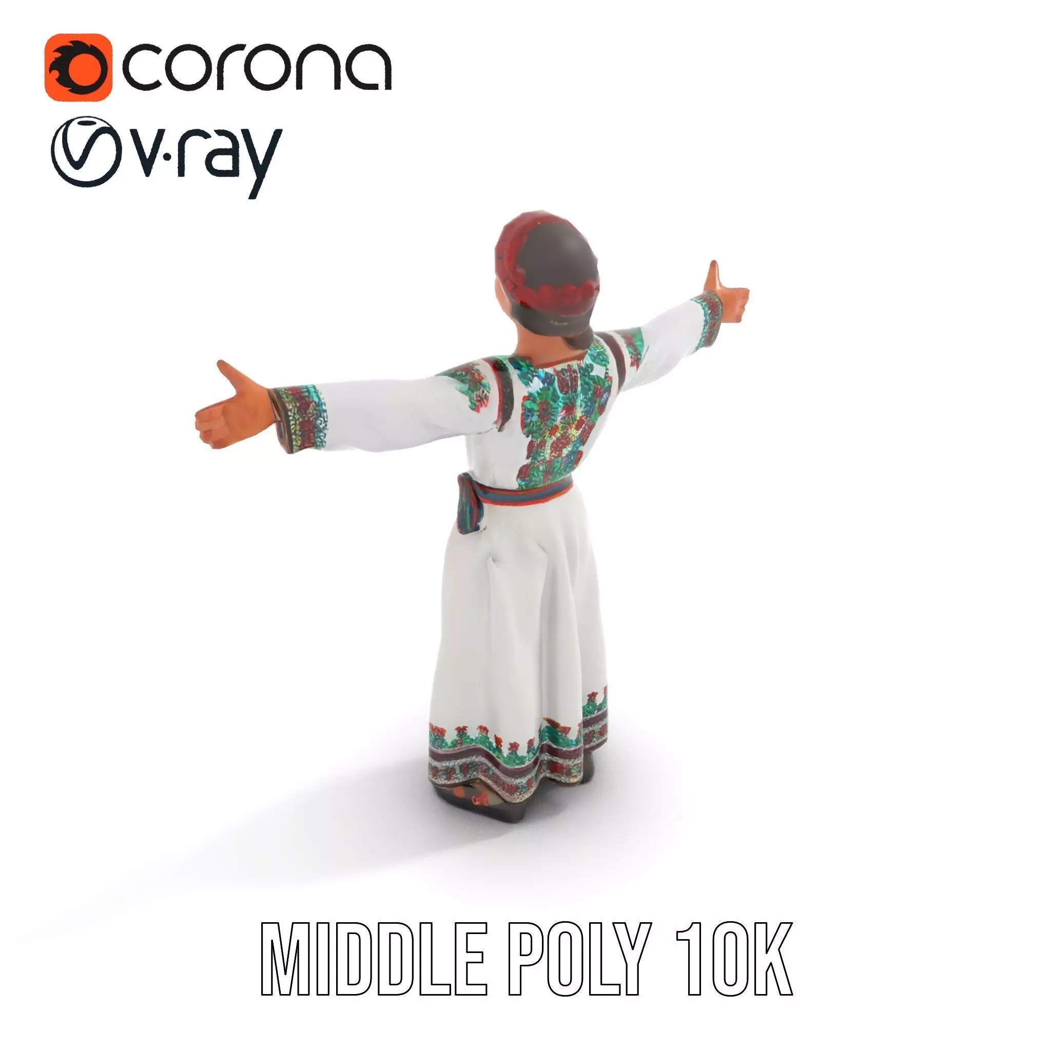 Traditional Embroidered Dress model pack Low-poly 3D model_6