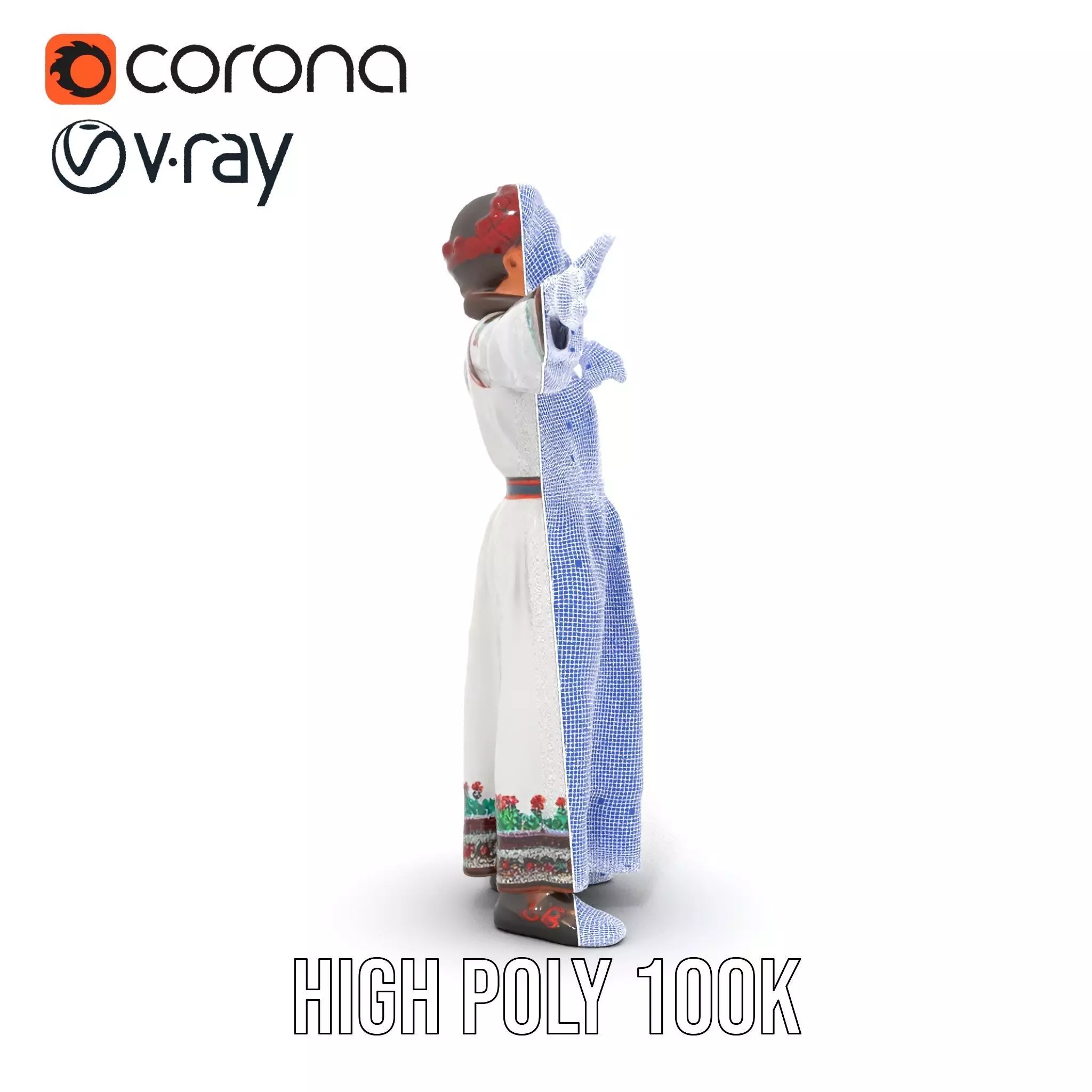 Traditional Embroidered Dress model pack Low-poly 3D model_34