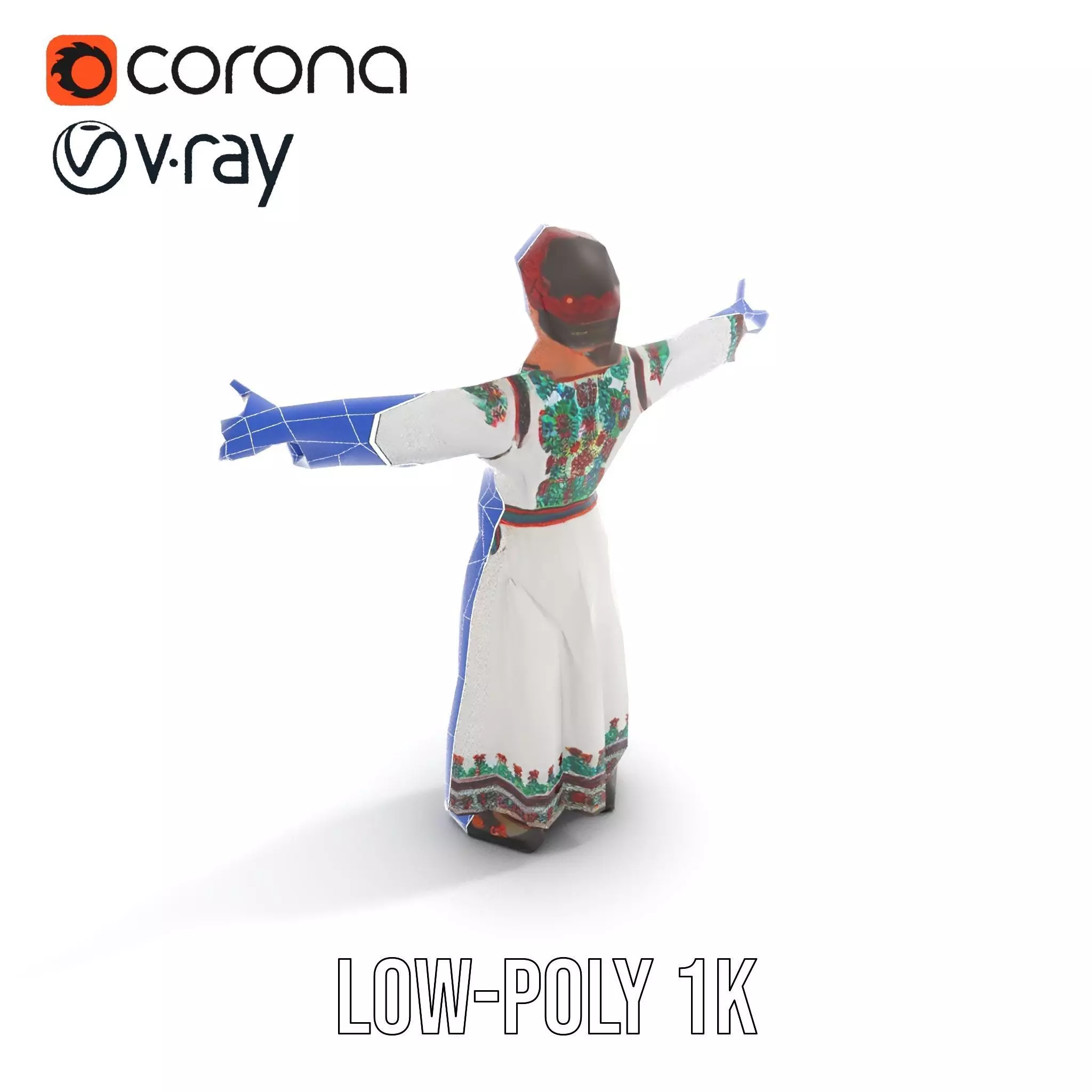 Traditional Embroidered Dress model pack Low-poly 3D model_22