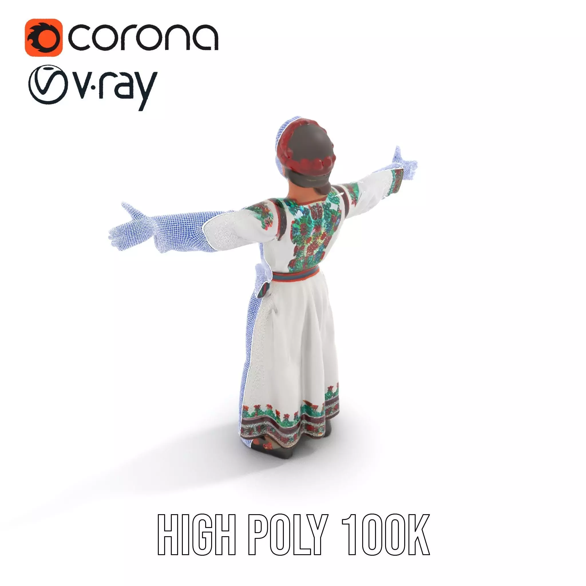 Traditional Embroidered Dress model pack Low-poly 3D model_33