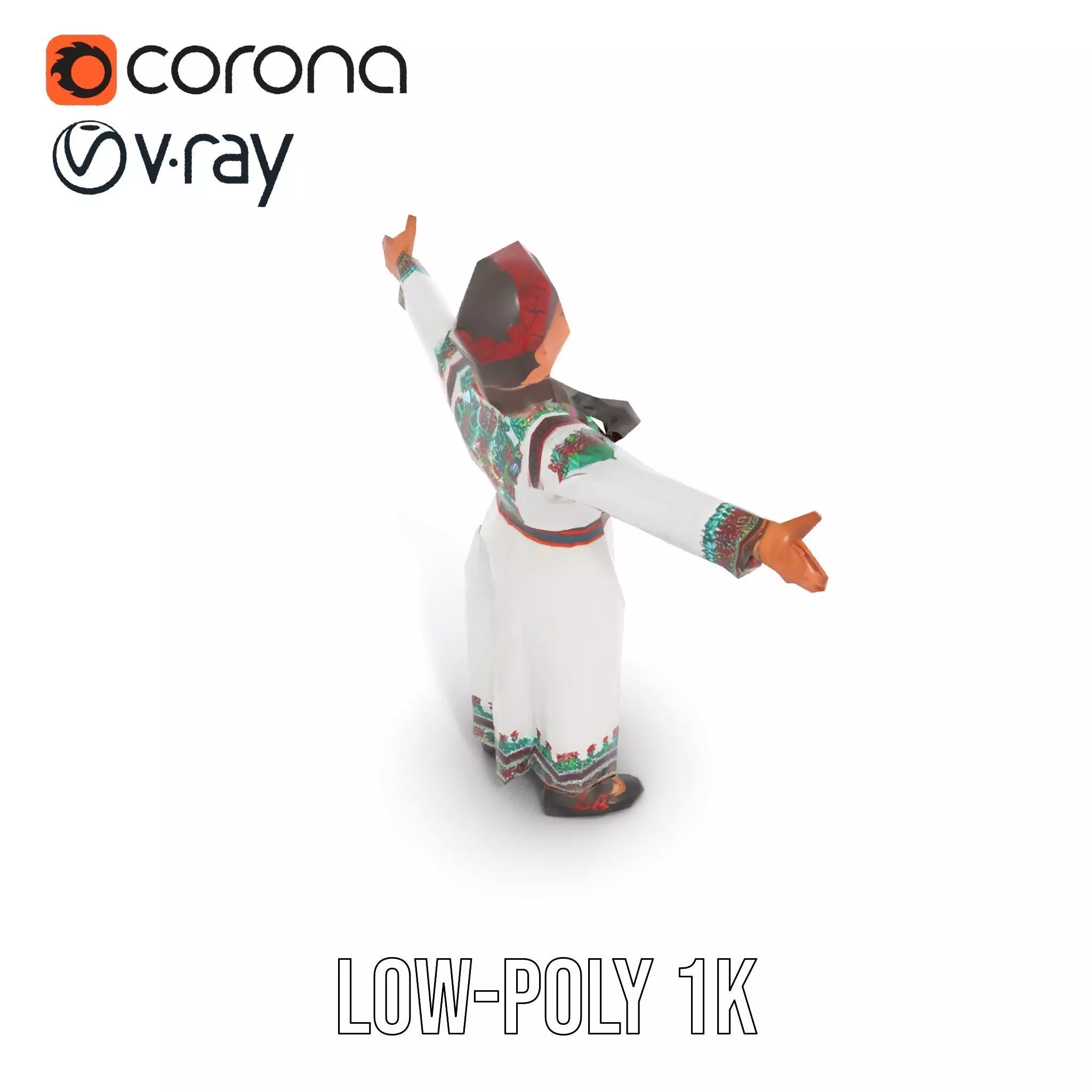 Traditional Embroidered Dress model pack Low-poly 3D model_14