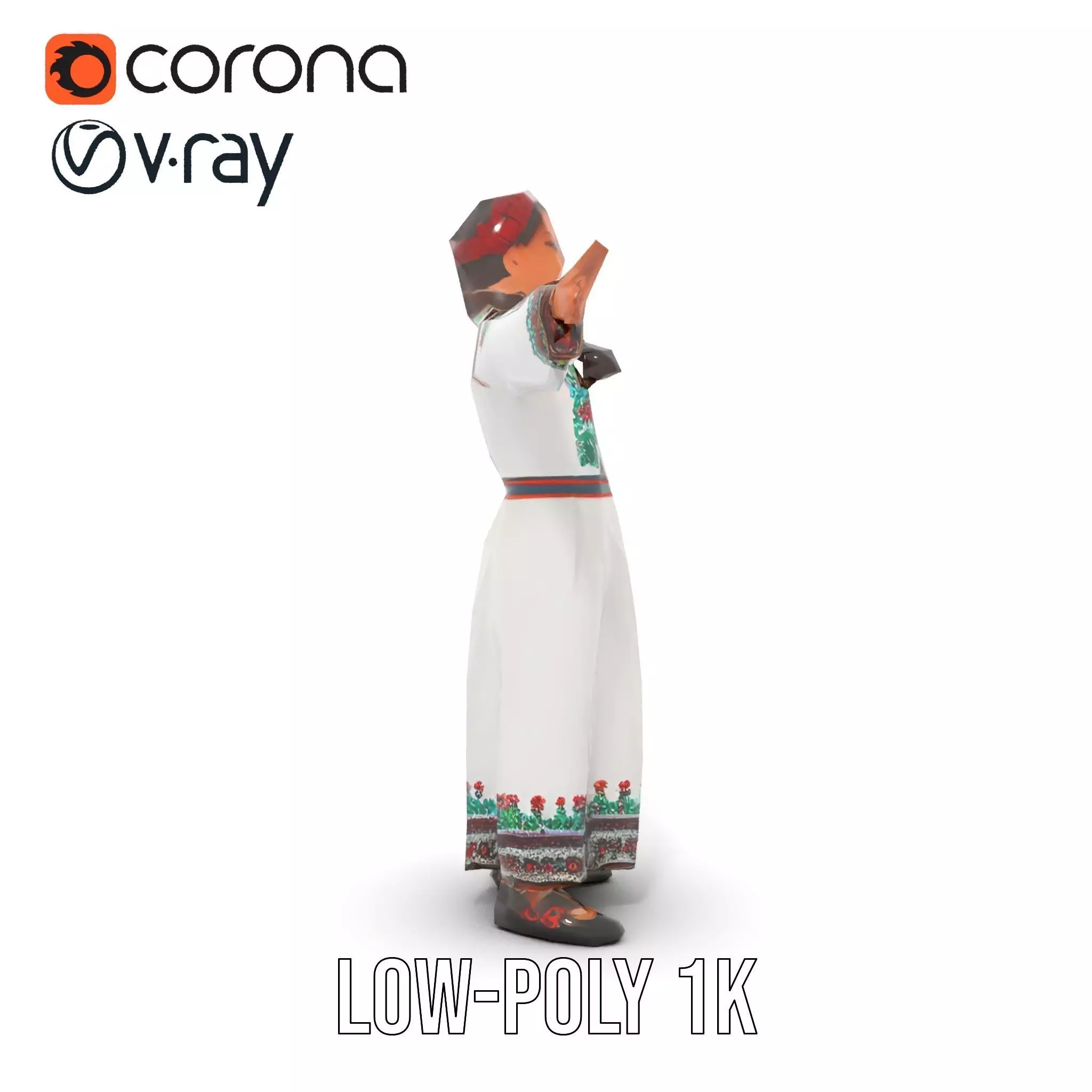 Traditional Embroidered Dress model pack Low-poly 3D model_11