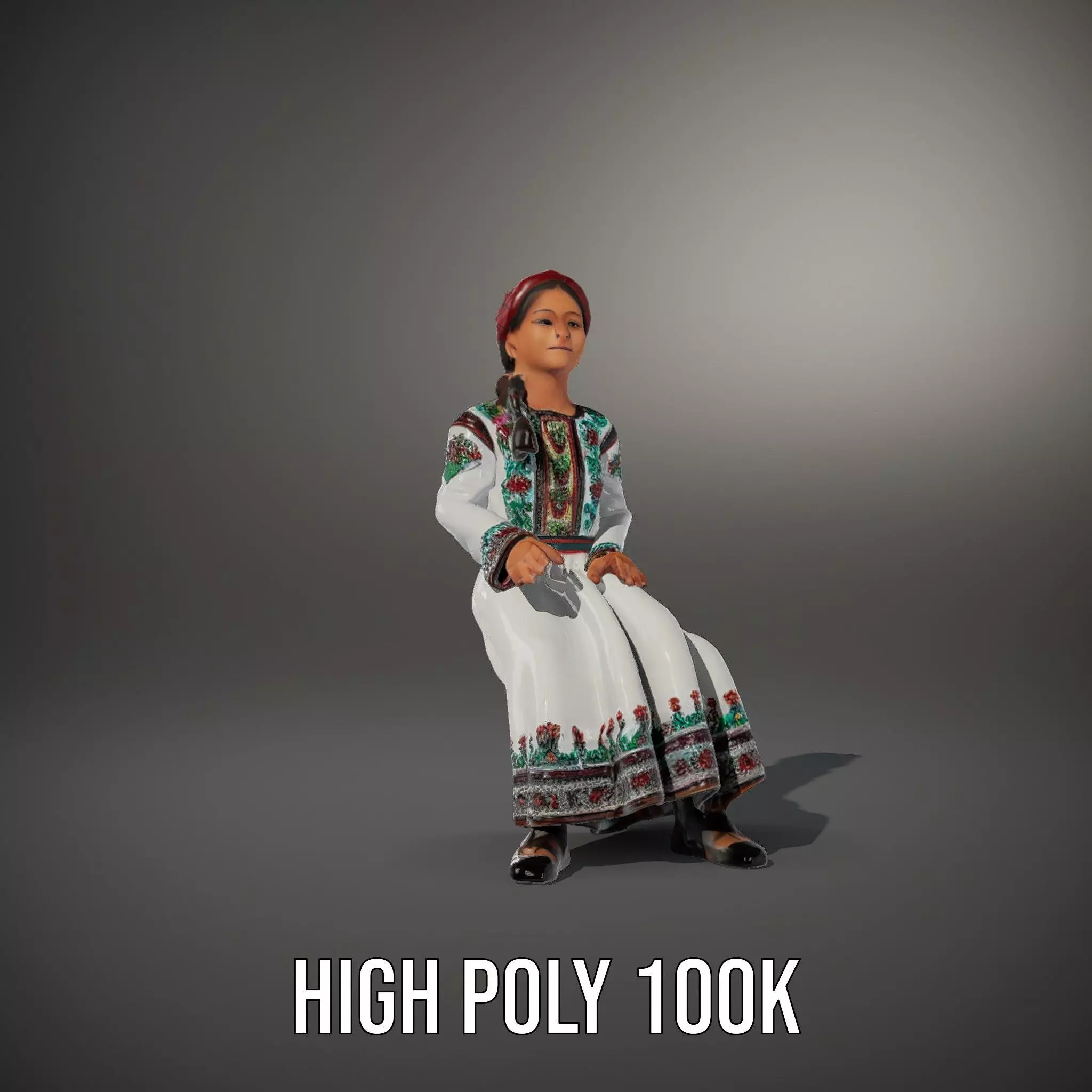 Traditional Embroidered Dress model pack Low-poly 3D model_8