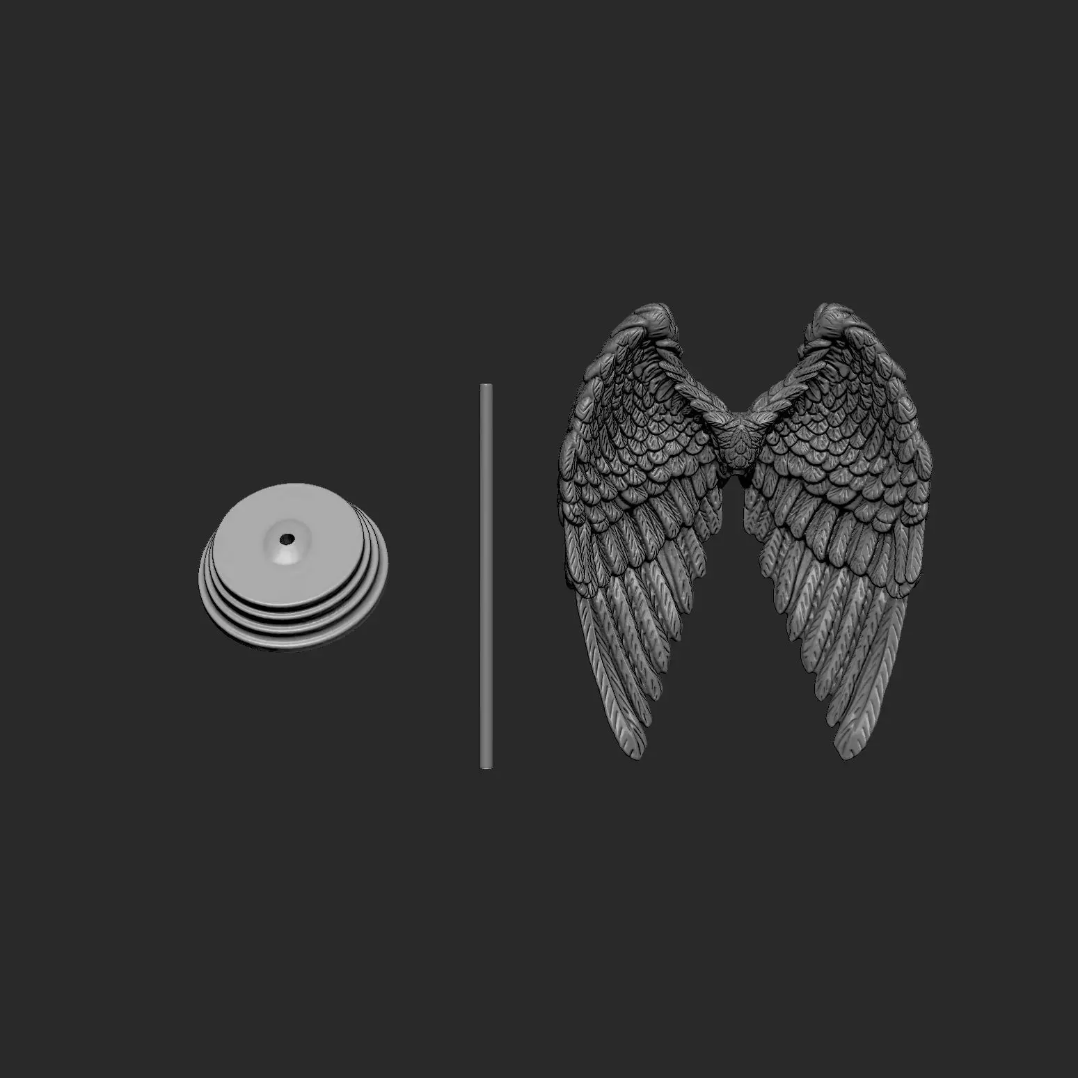 Decorative sculpture of Angel Wings 3D print model_4