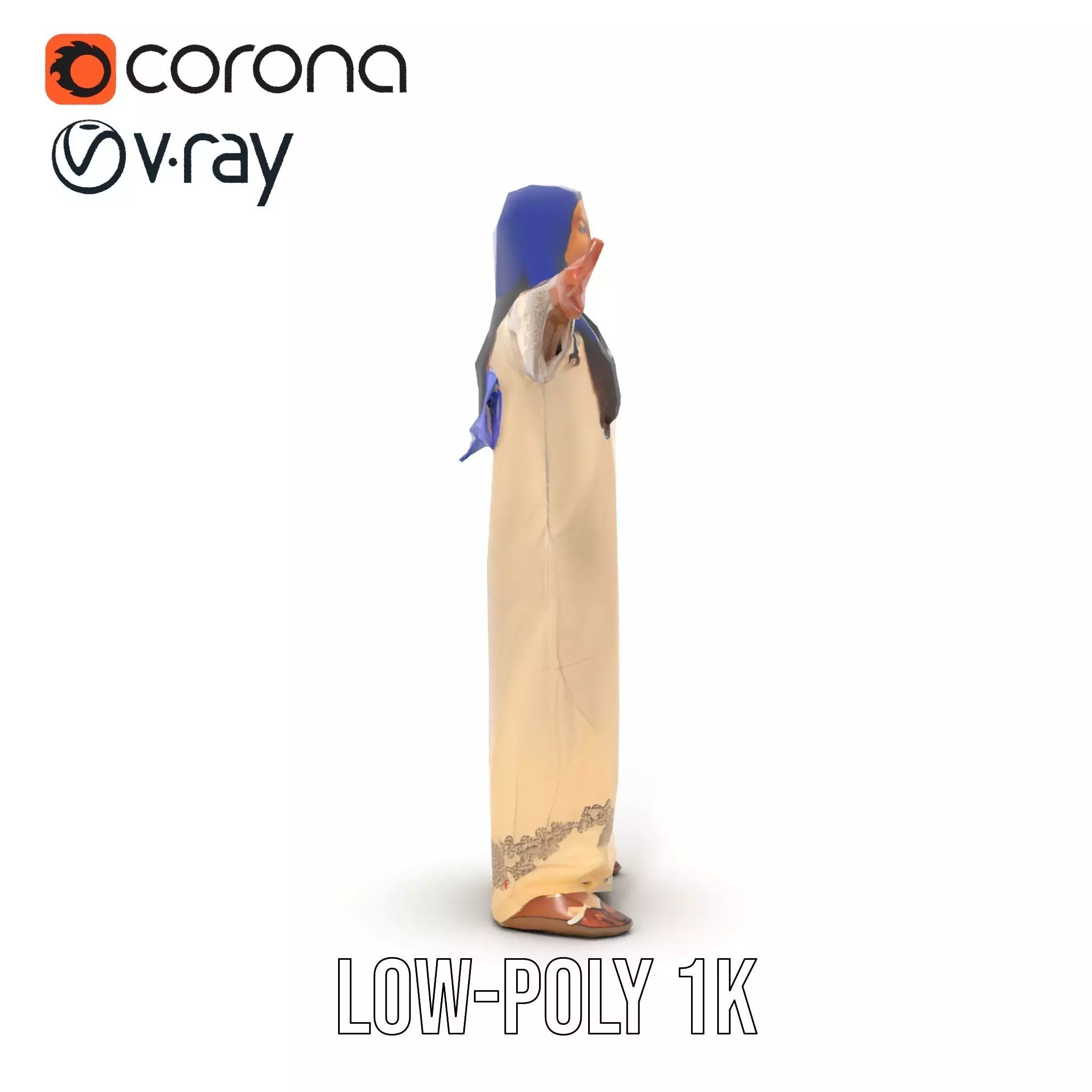 Elegant Beige Dress model pack Low-poly 3D model_24