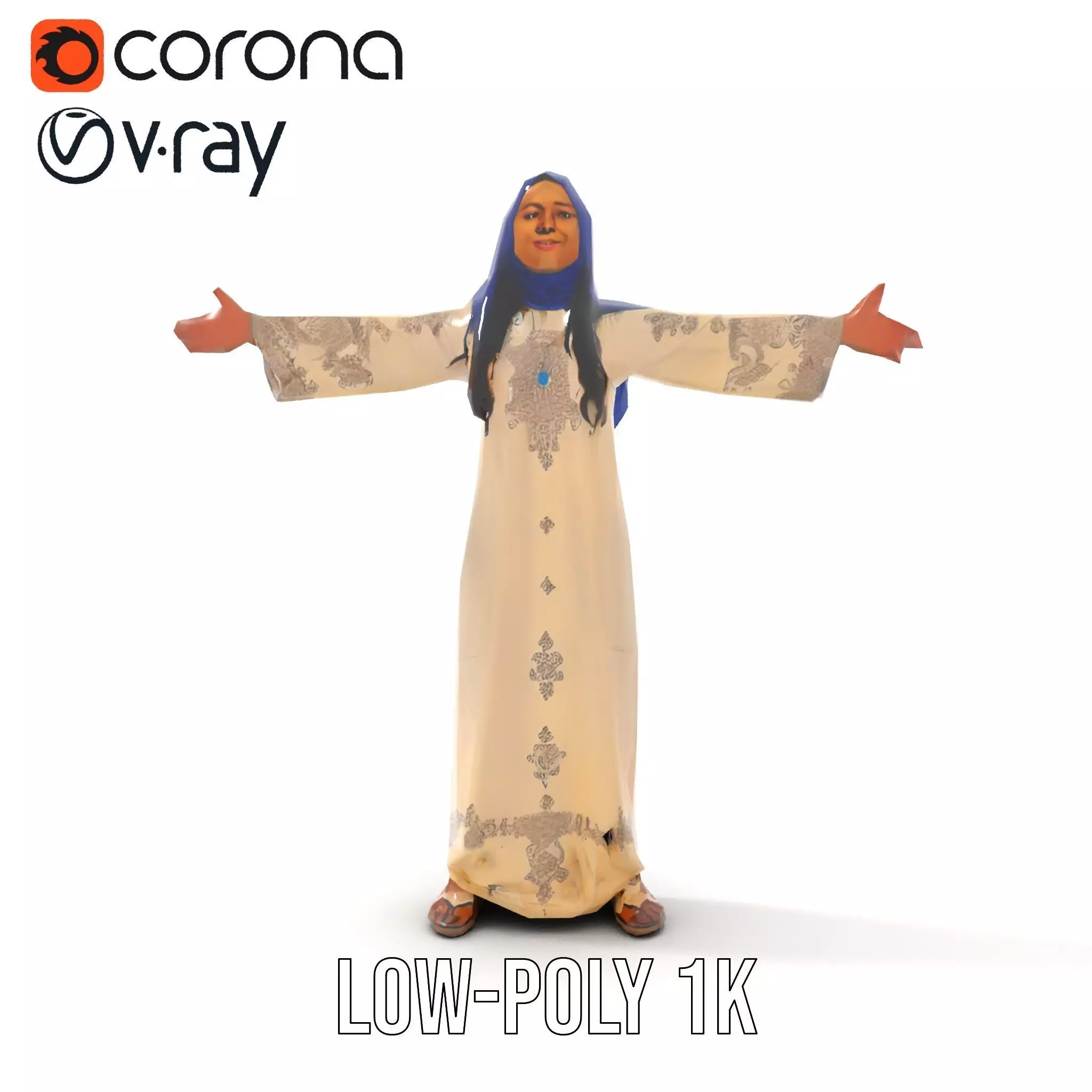 Elegant Beige Dress model pack Low-poly 3D model_8