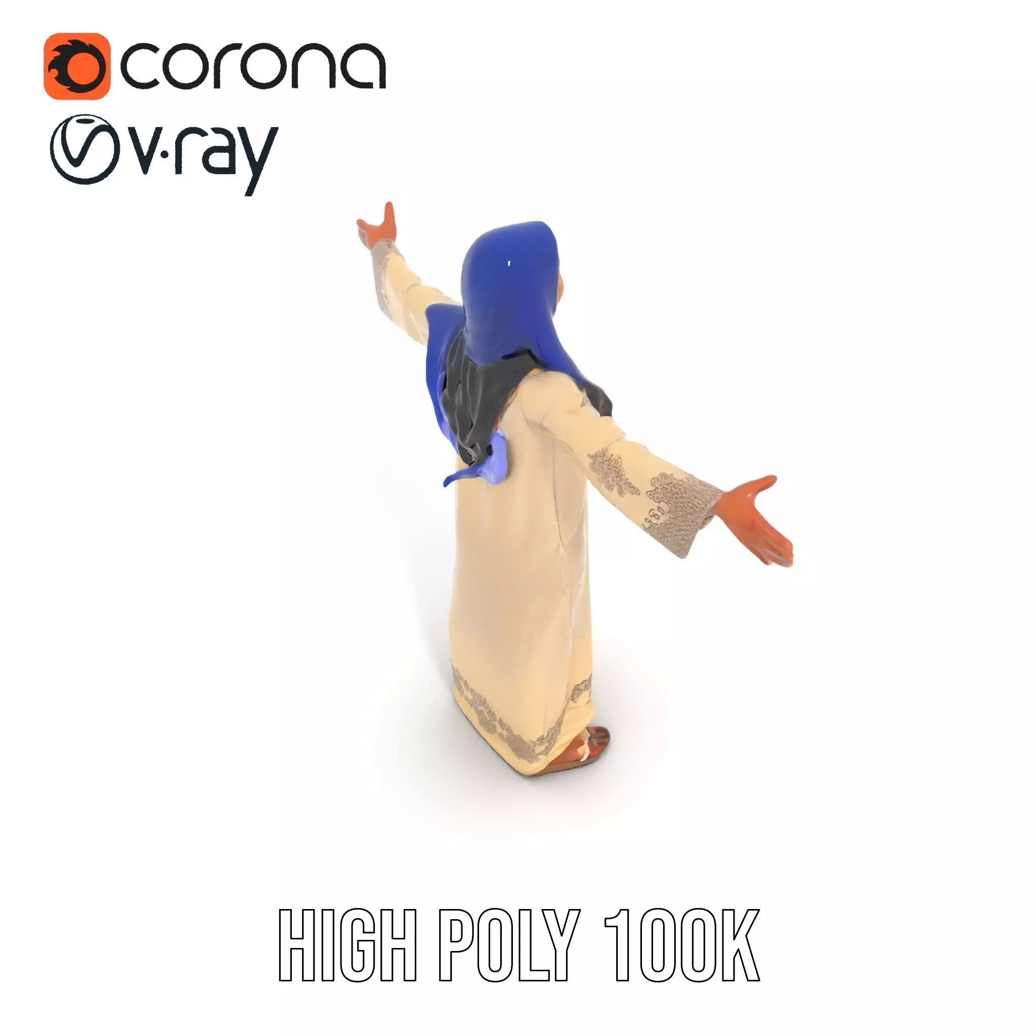 Elegant Beige Dress model pack Low-poly 3D model_28