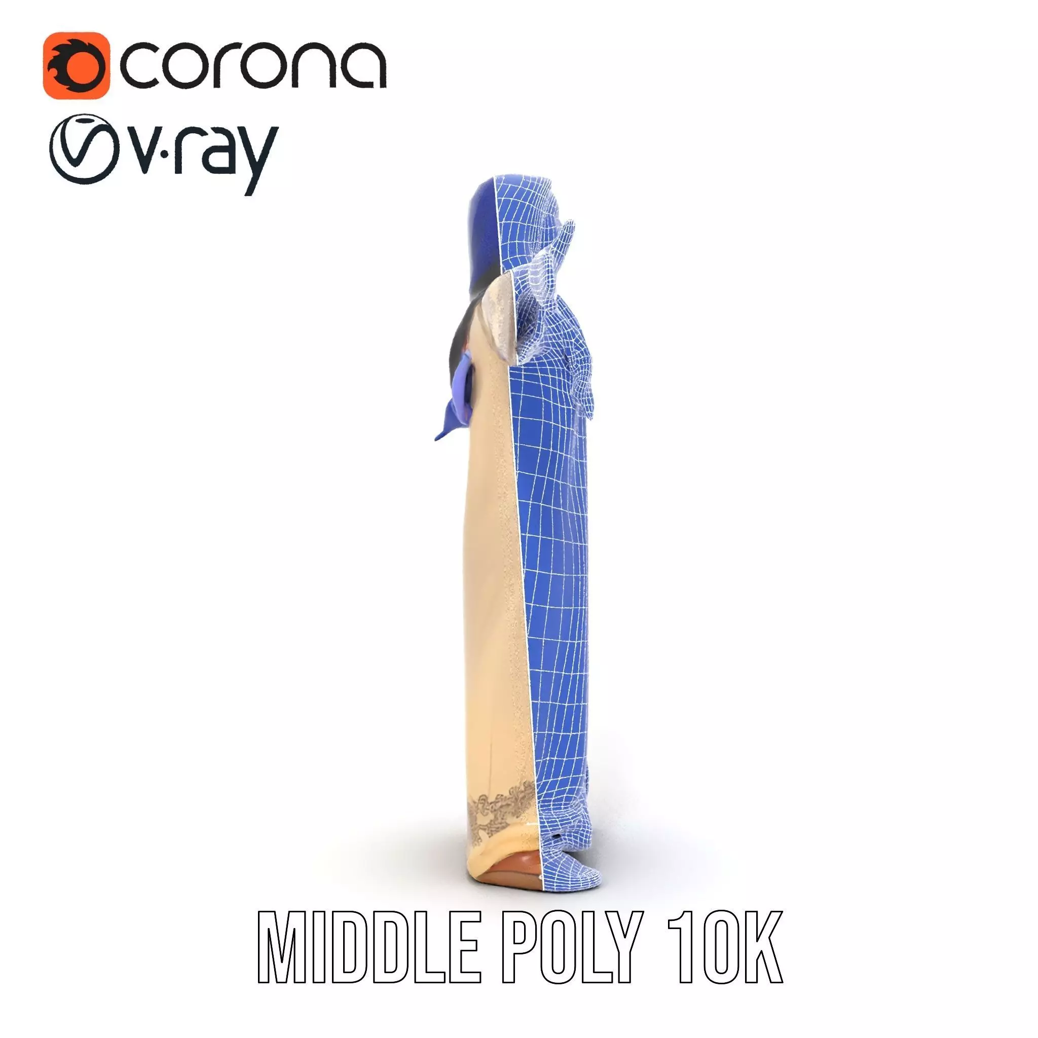 Elegant Beige Dress model pack Low-poly 3D model_23