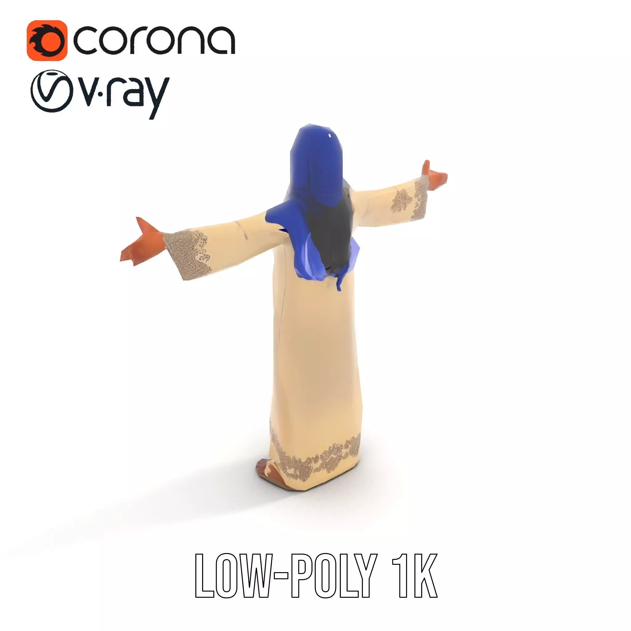 Elegant Beige Dress model pack Low-poly 3D model_7