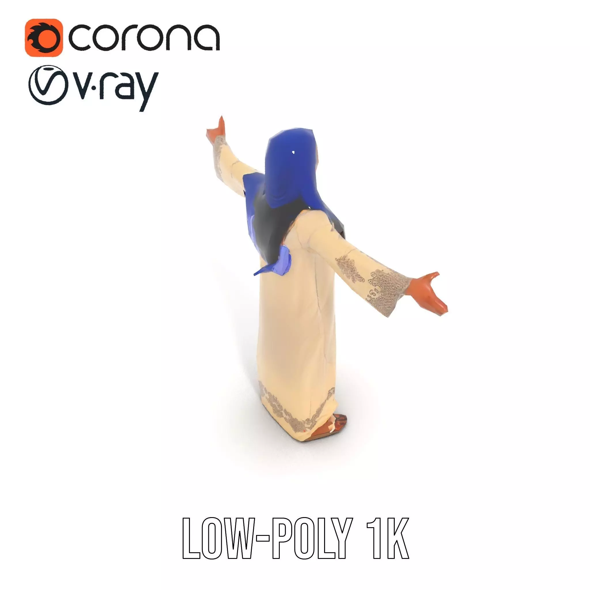 Elegant Beige Dress model pack Low-poly 3D model_11