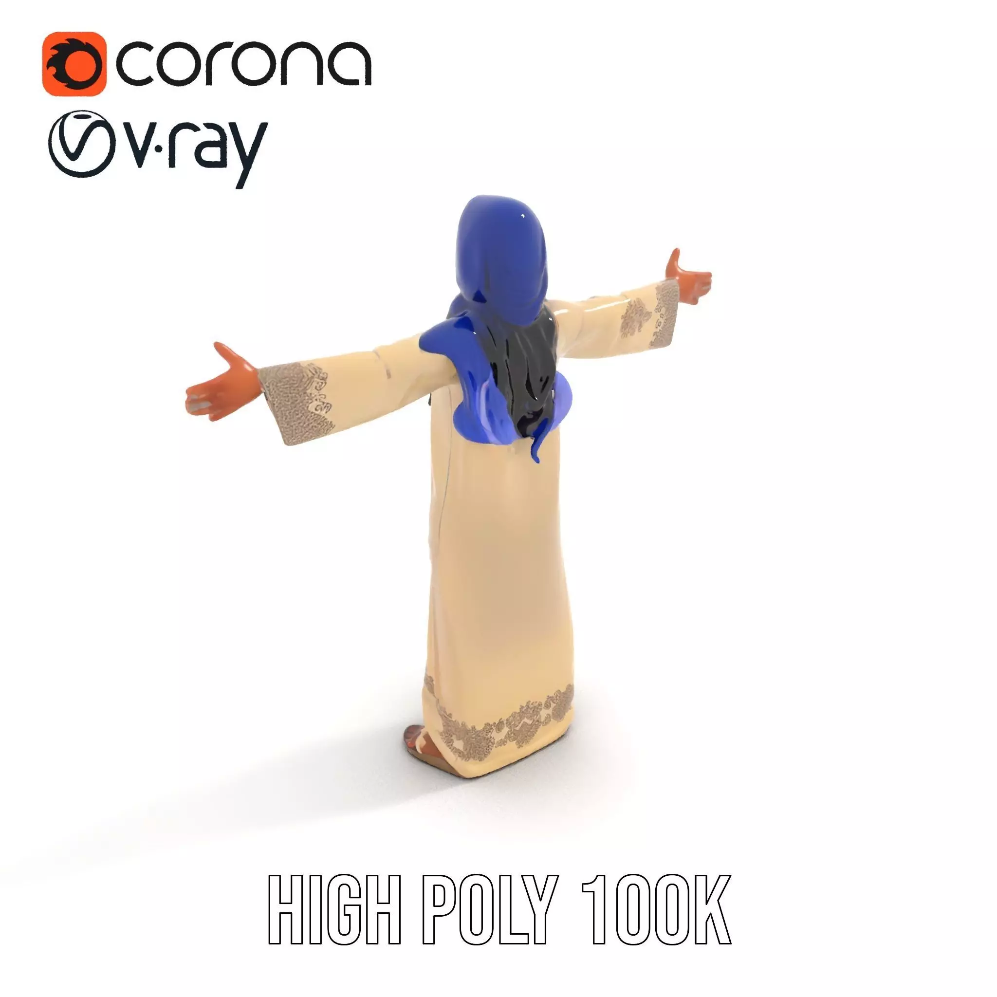 Elegant Beige Dress model pack Low-poly 3D model_15