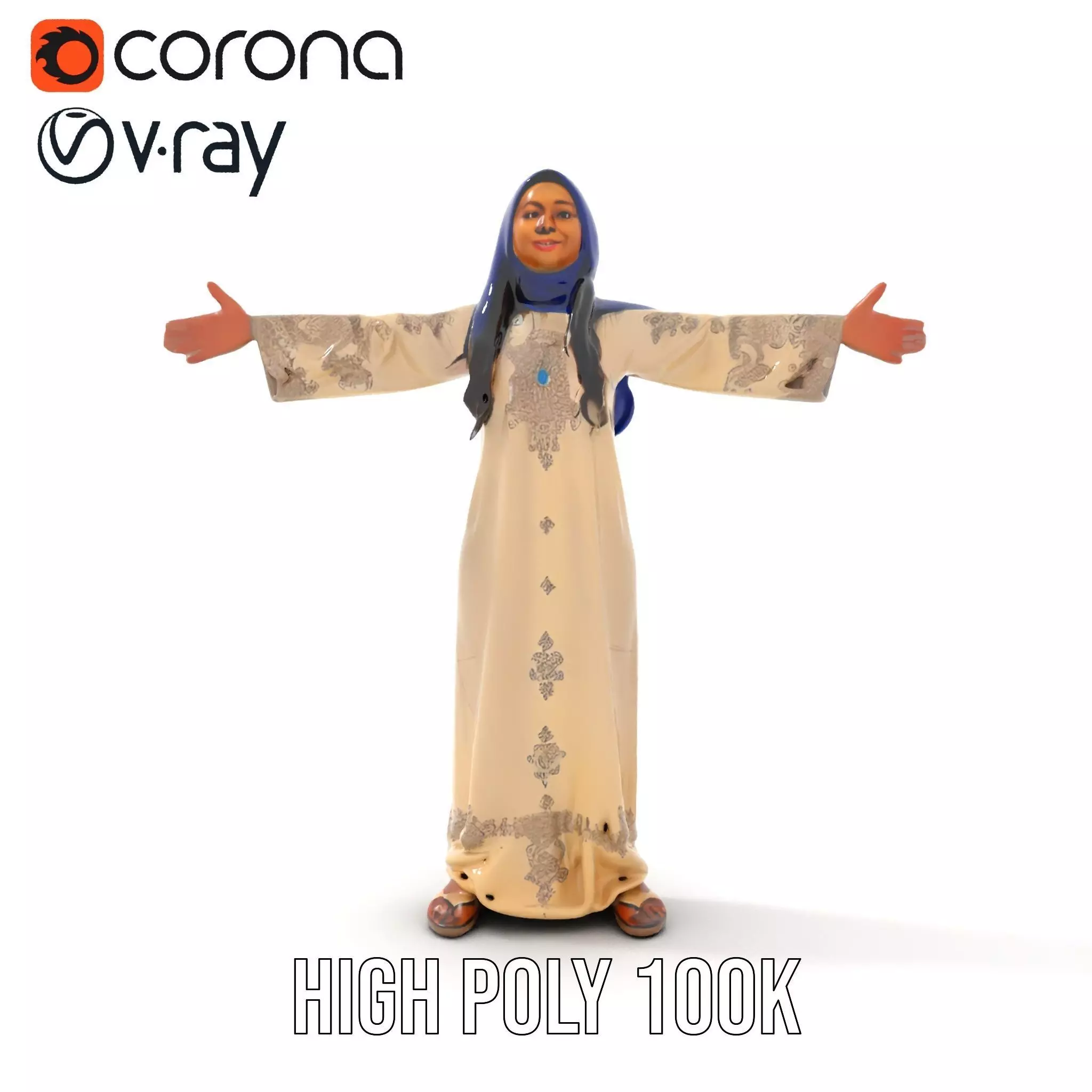 Elegant Beige Dress model pack Low-poly 3D model_25