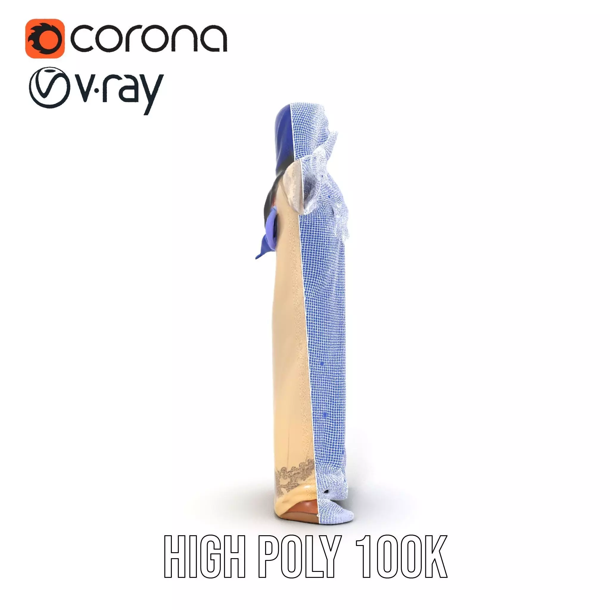 Elegant Beige Dress model pack Low-poly 3D model_33