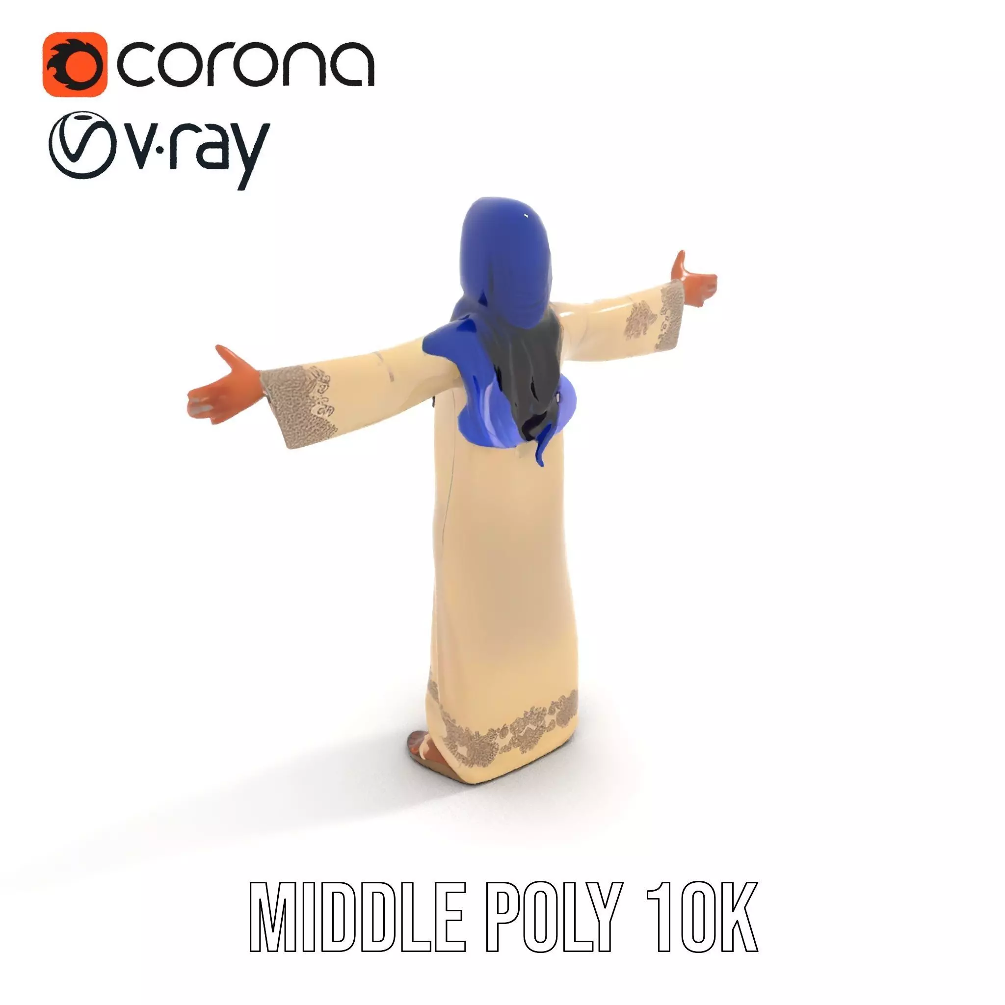 Elegant Beige Dress model pack Low-poly 3D model_6