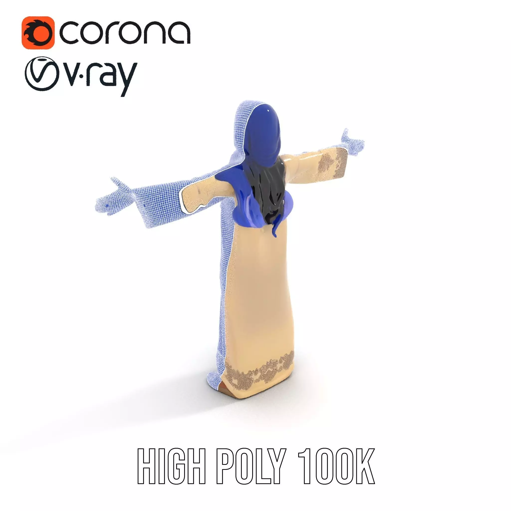 Elegant Beige Dress model pack Low-poly 3D model_31