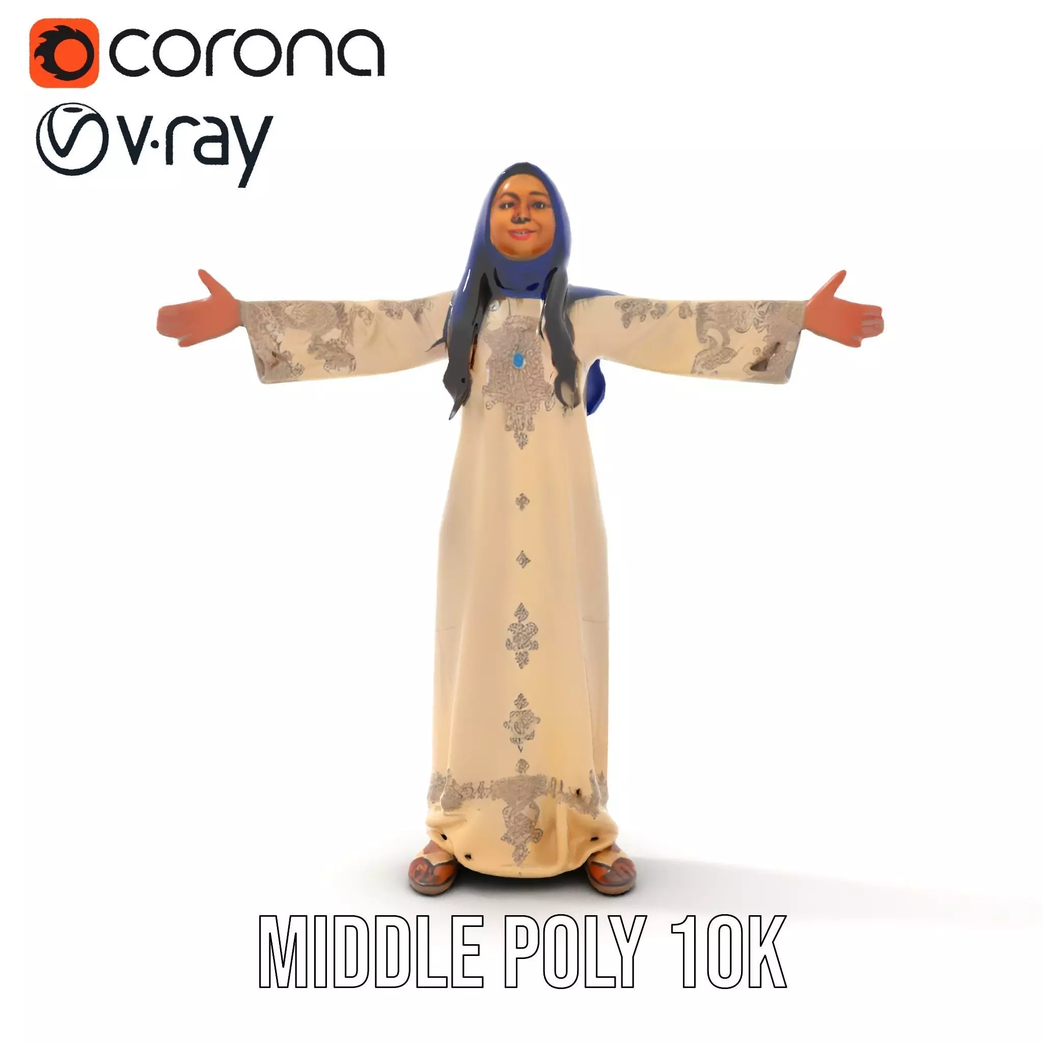 Elegant Beige Dress model pack Low-poly 3D model_20