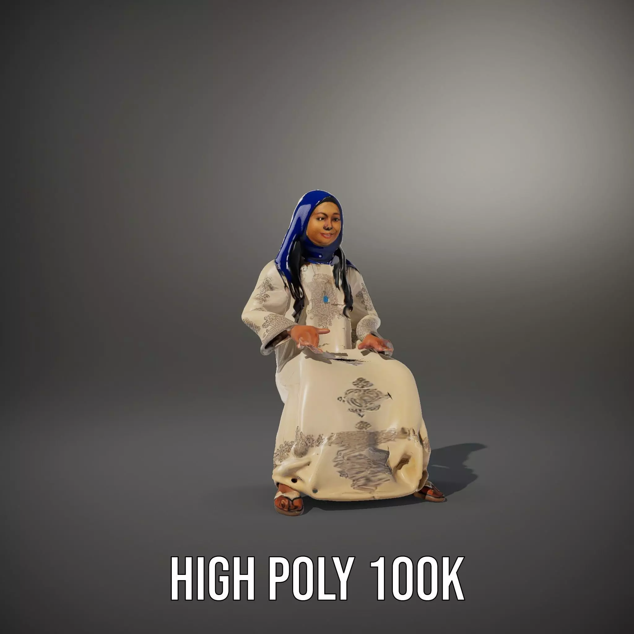 Elegant Beige Dress model pack Low-poly 3D model_9