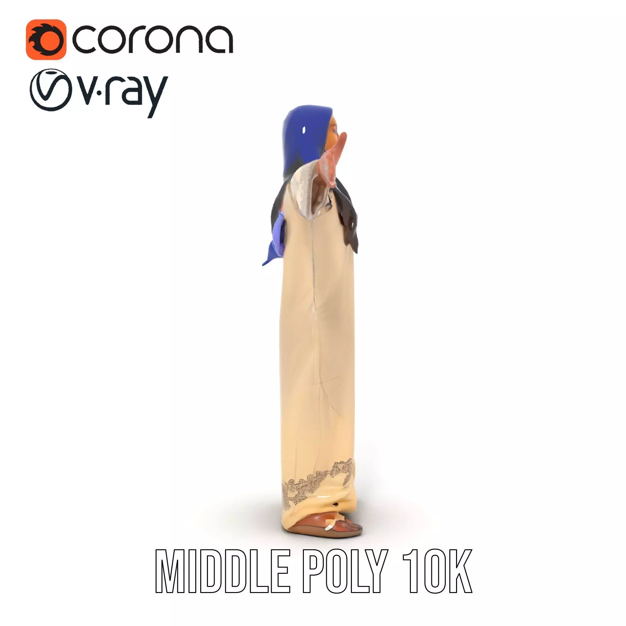 Elegant Beige Dress model pack Low-poly 3D model_13