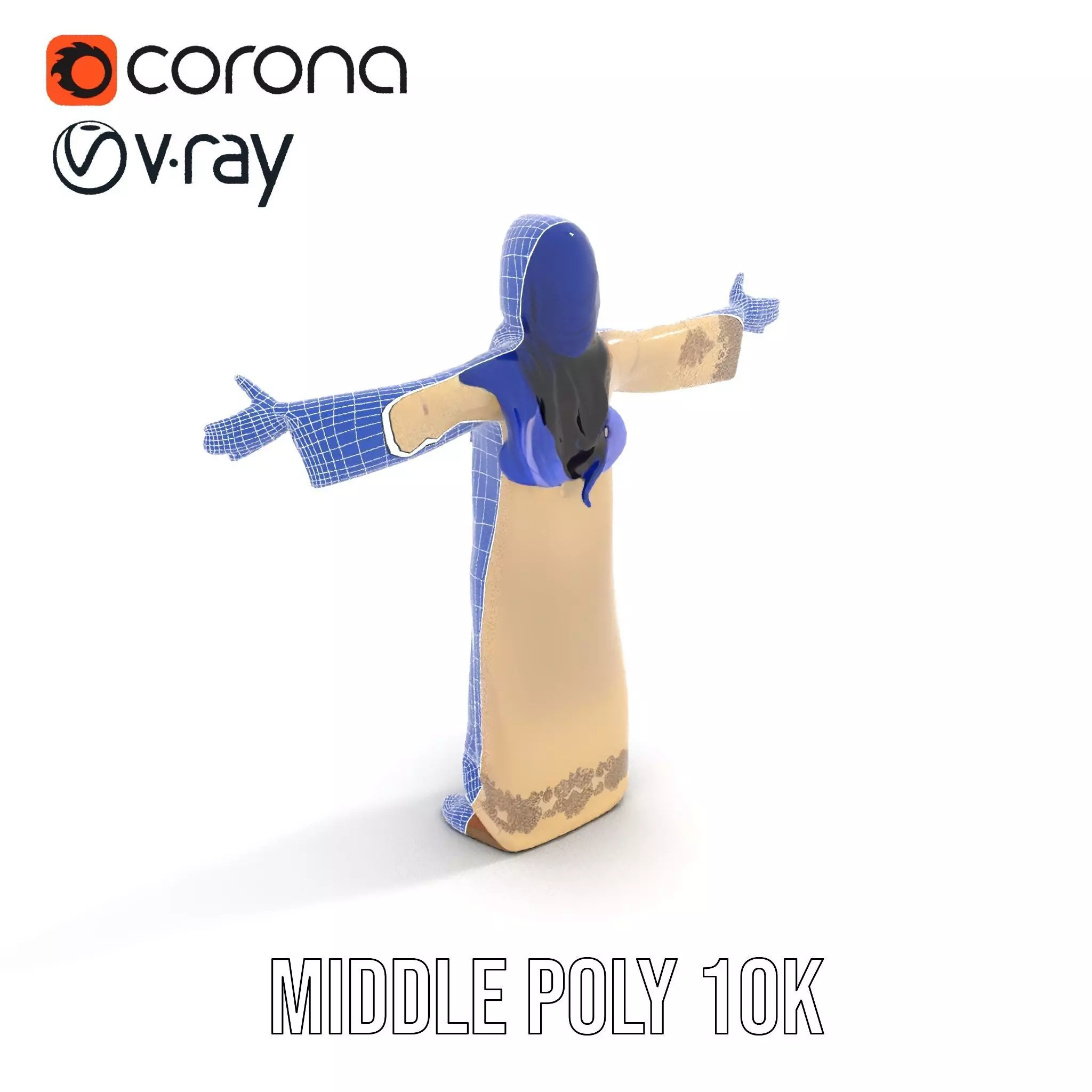 Elegant Beige Dress model pack Low-poly 3D model_18