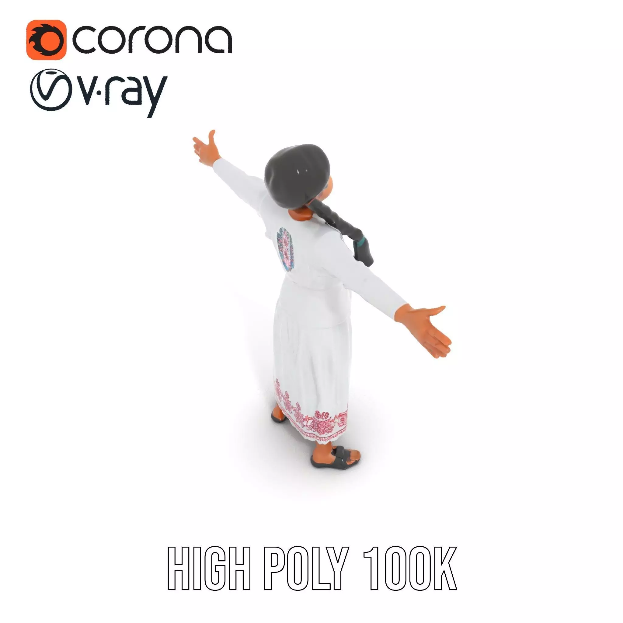 Traditional Embroidered Dress model pack Low-poly 3D model_26