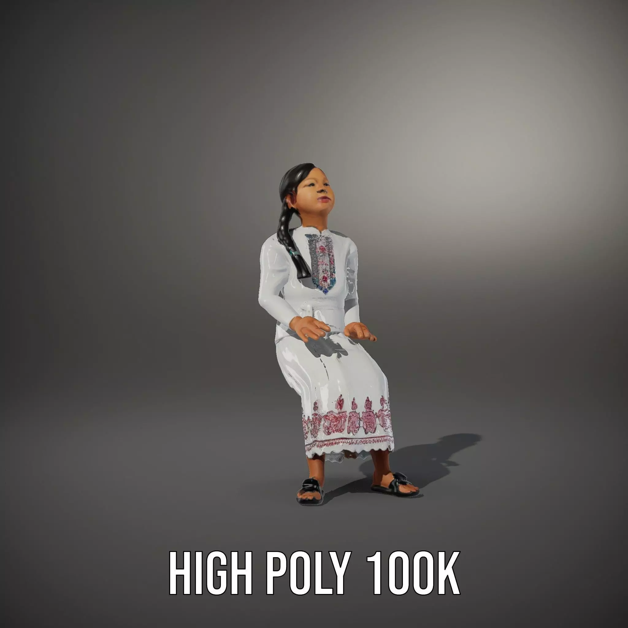Traditional Embroidered Dress model pack Low-poly 3D model_10