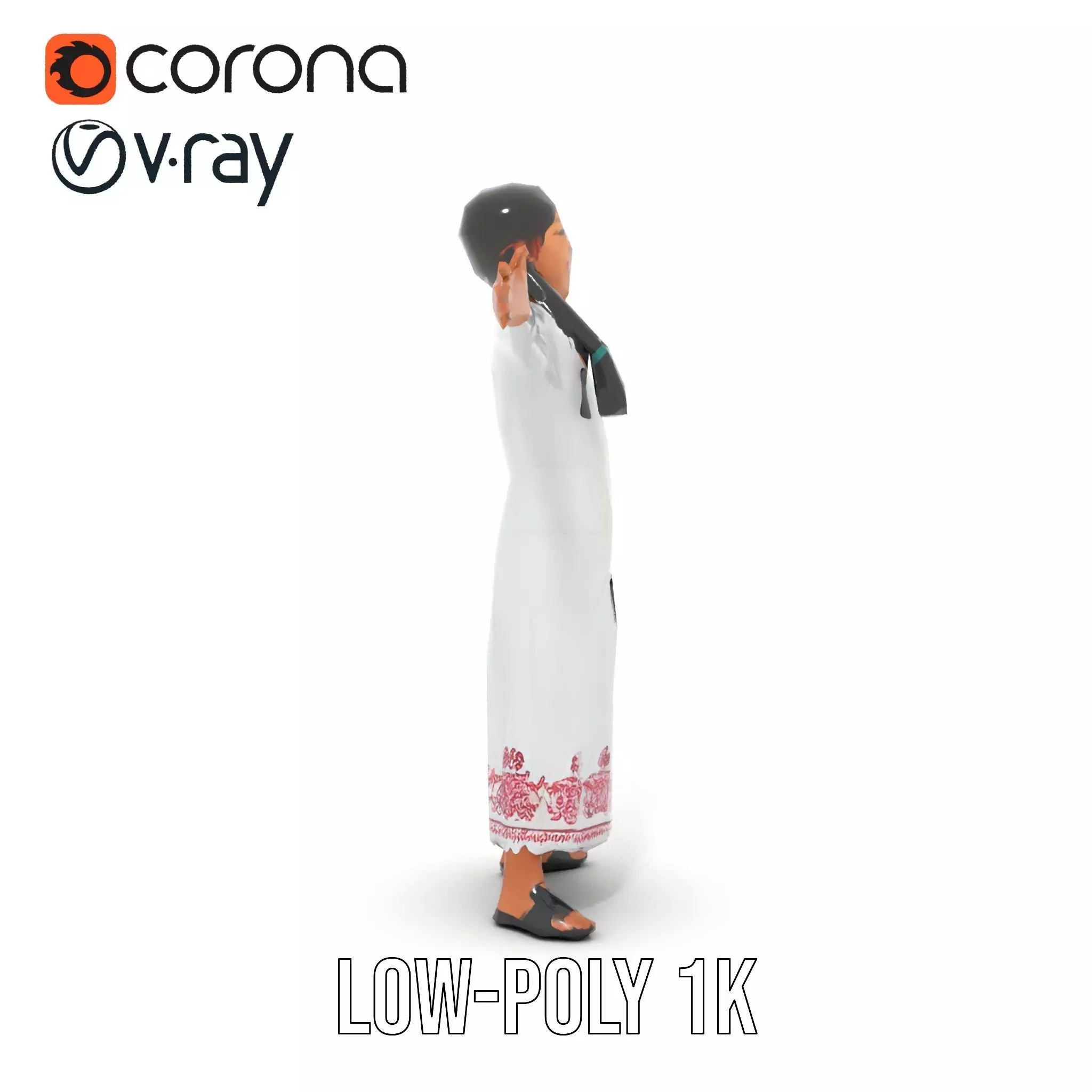 Traditional Embroidered Dress model pack Low-poly 3D model_22