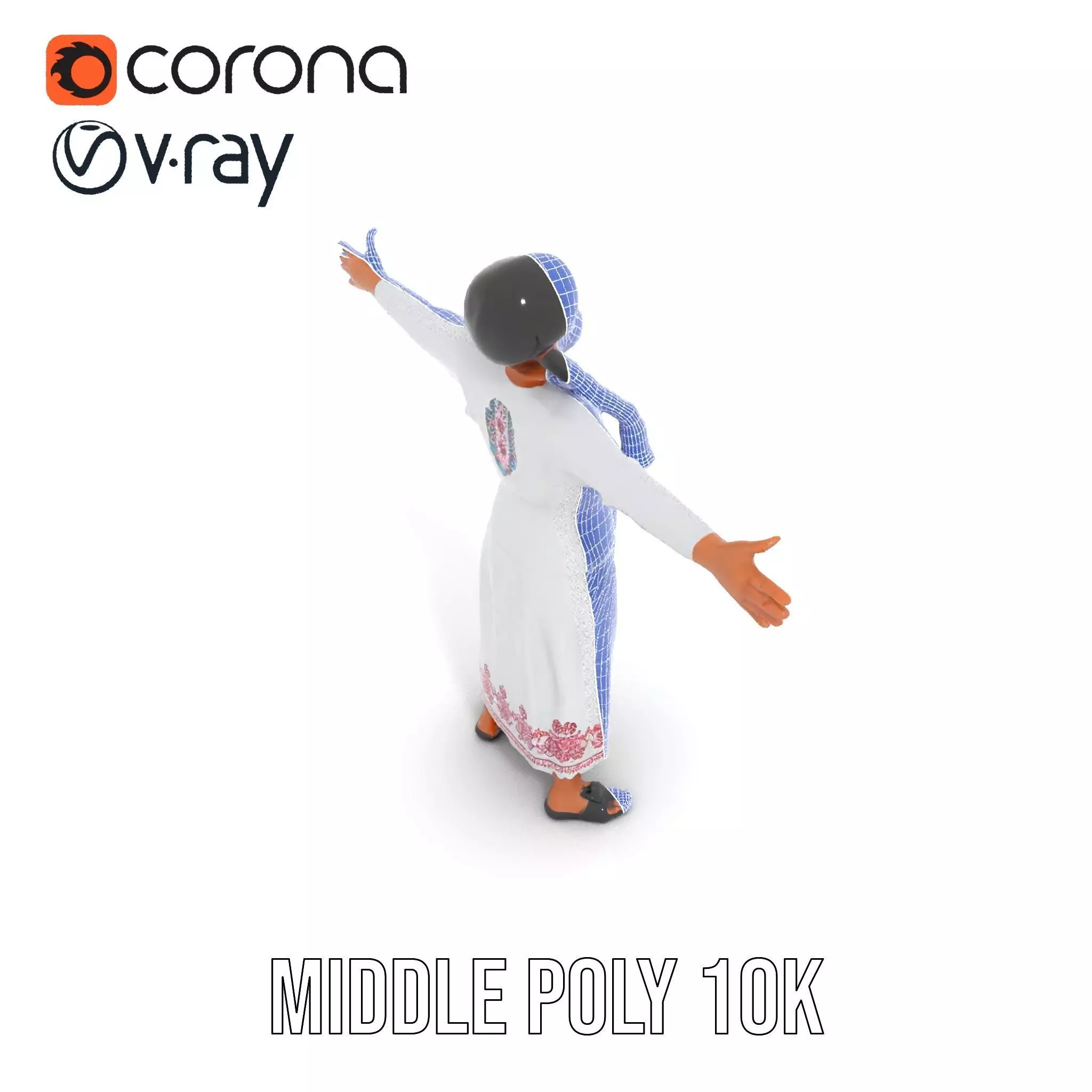 Traditional Embroidered Dress model pack Low-poly 3D model_21