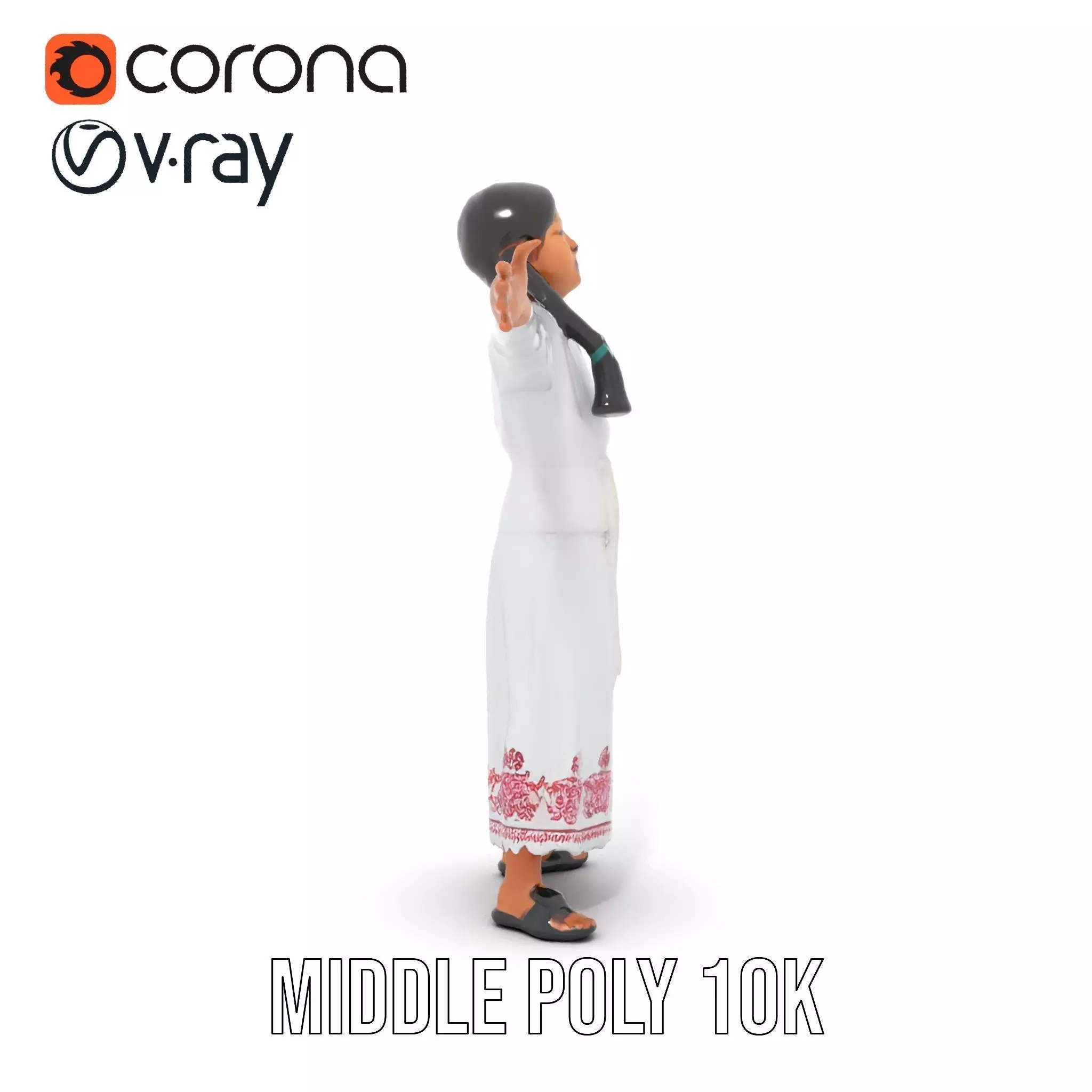 Traditional Embroidered Dress model pack Low-poly 3D model_24