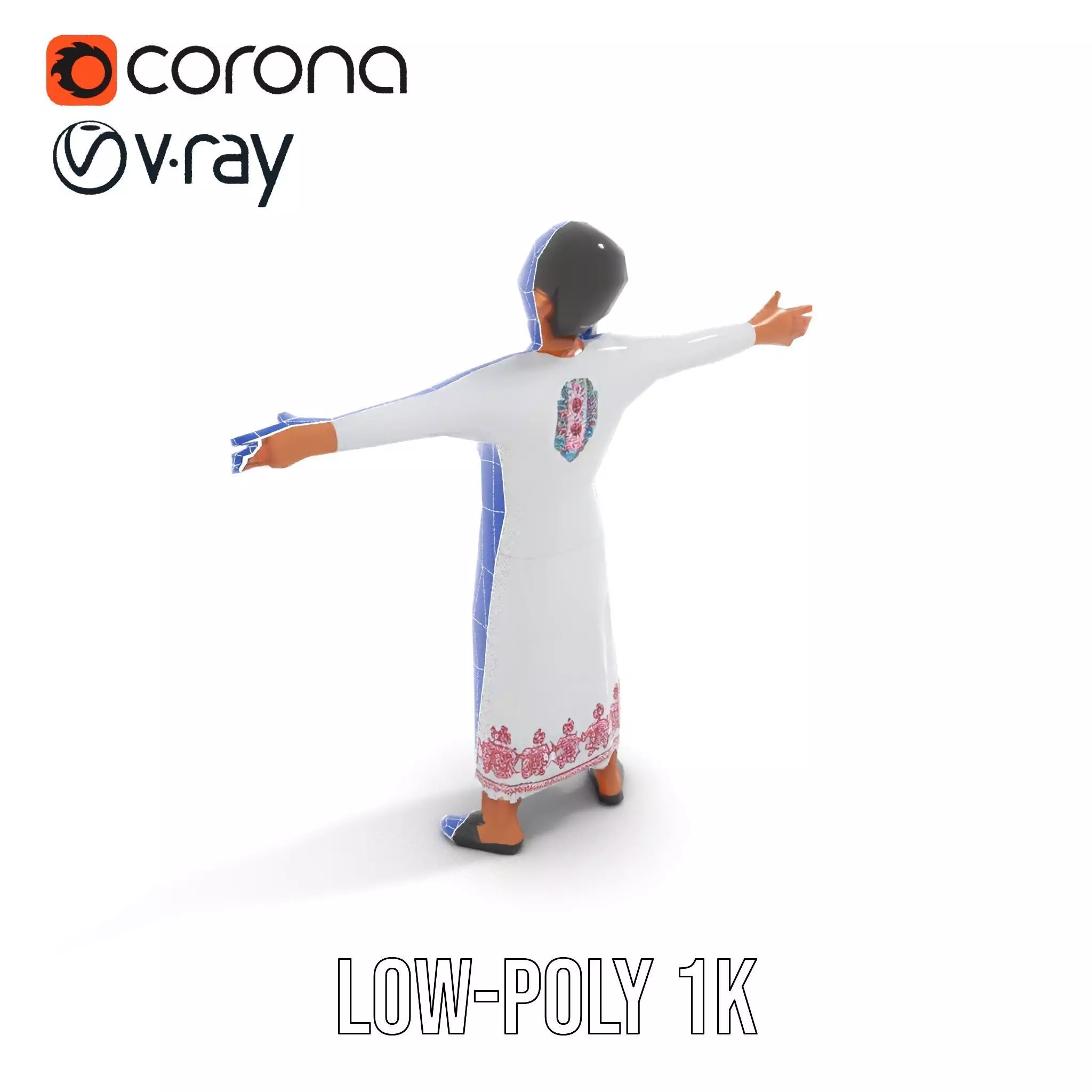 Traditional Embroidered Dress model pack Low-poly 3D model_14