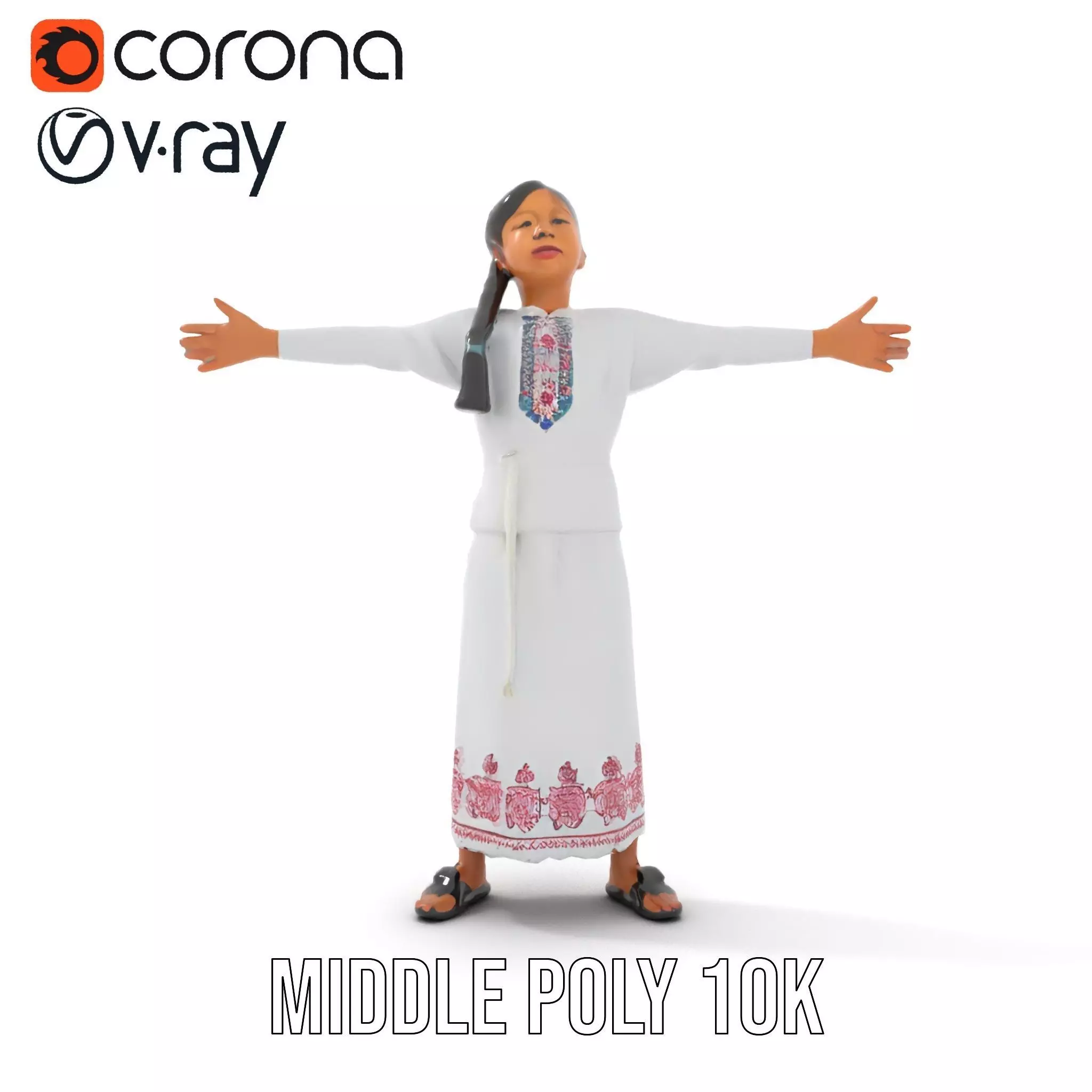 Traditional Embroidered Dress model pack Low-poly 3D model_18