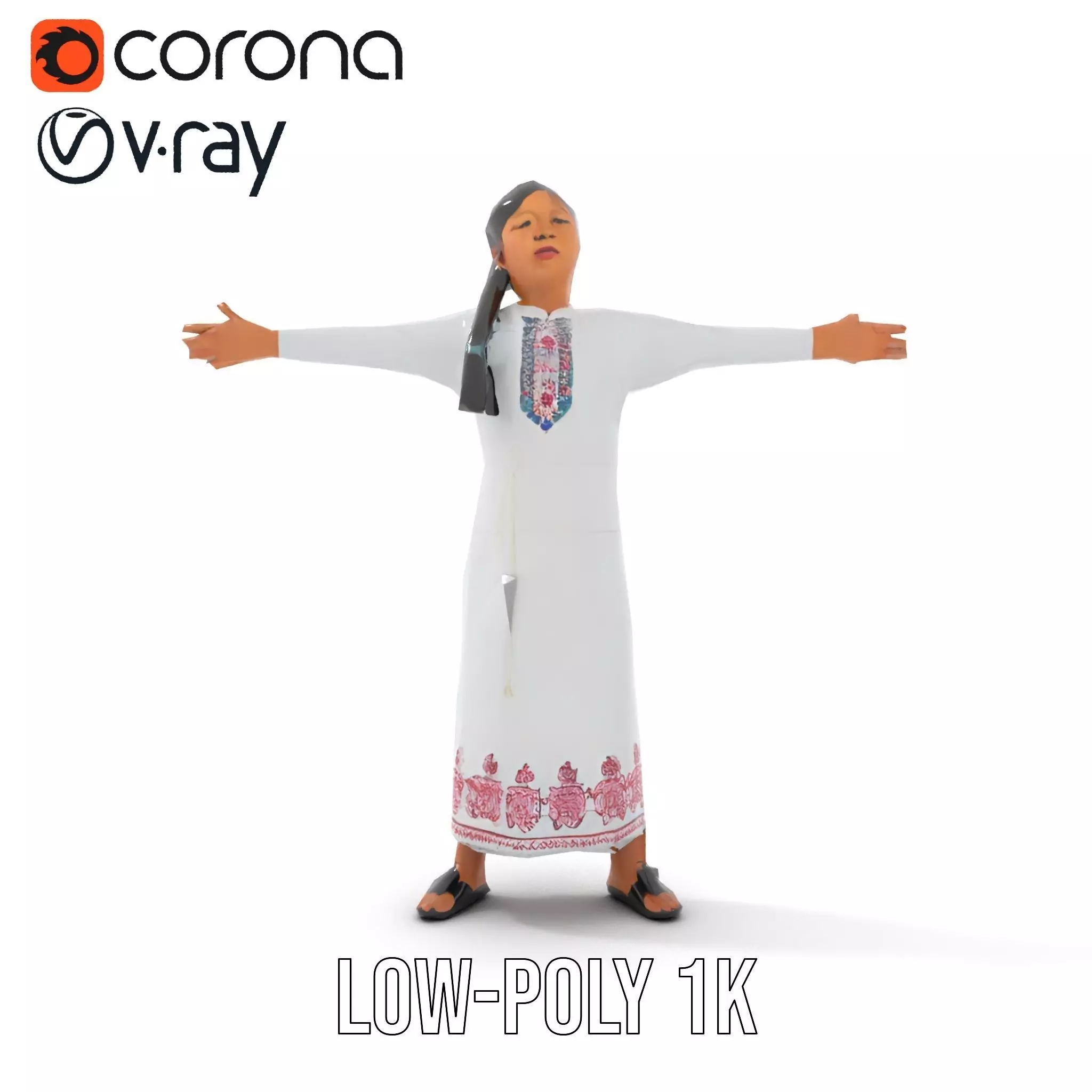 Traditional Embroidered Dress model pack Low-poly 3D model_19